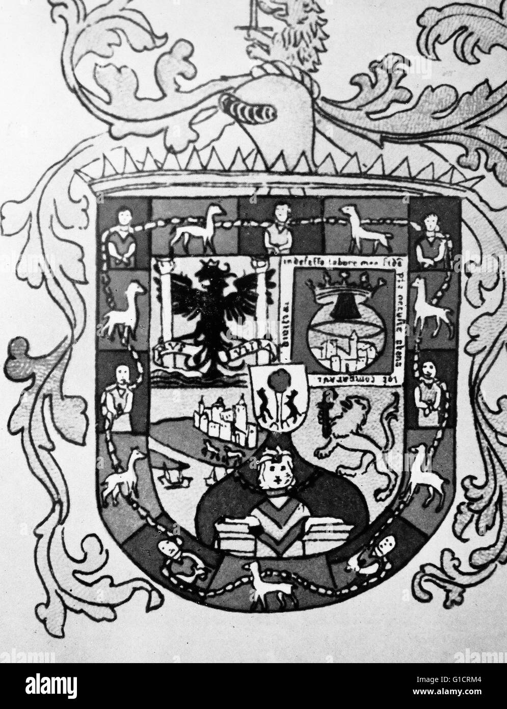 Coat of arms of the Pizarro brothers; Spanish conquistadors who came to Peru in 1530 Stock Photo