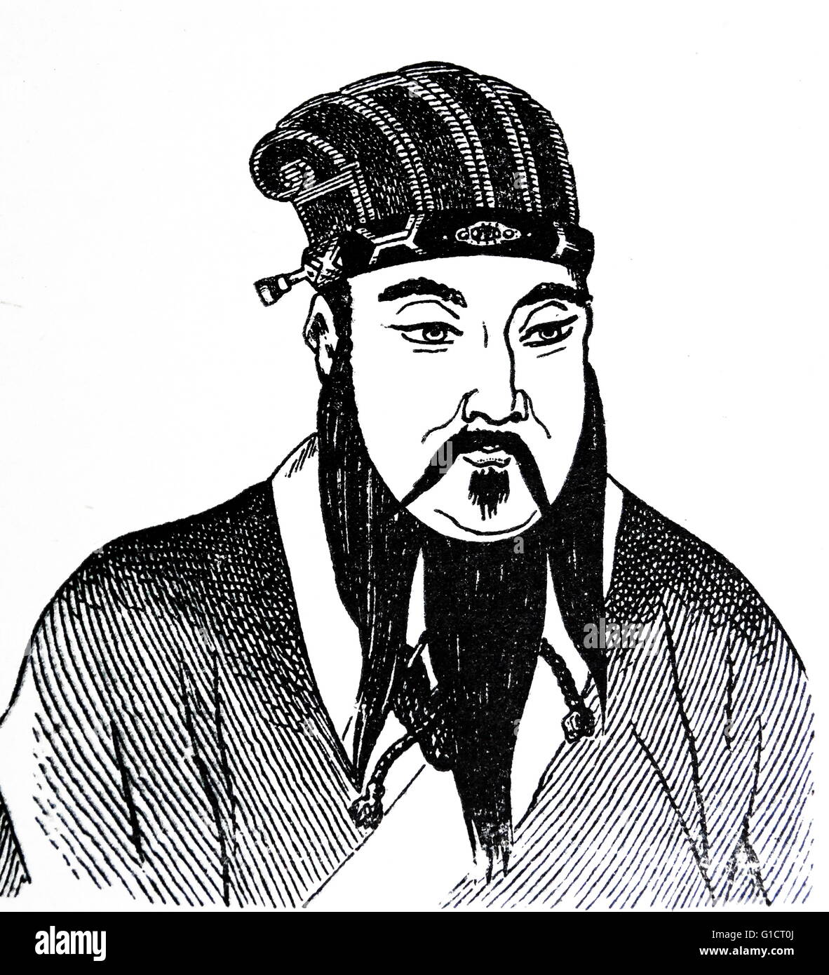 Portrait of Mencius (372-289 BC) Chinese philosopher and is the most famous Confucian after Confucius himself. Stock Photo