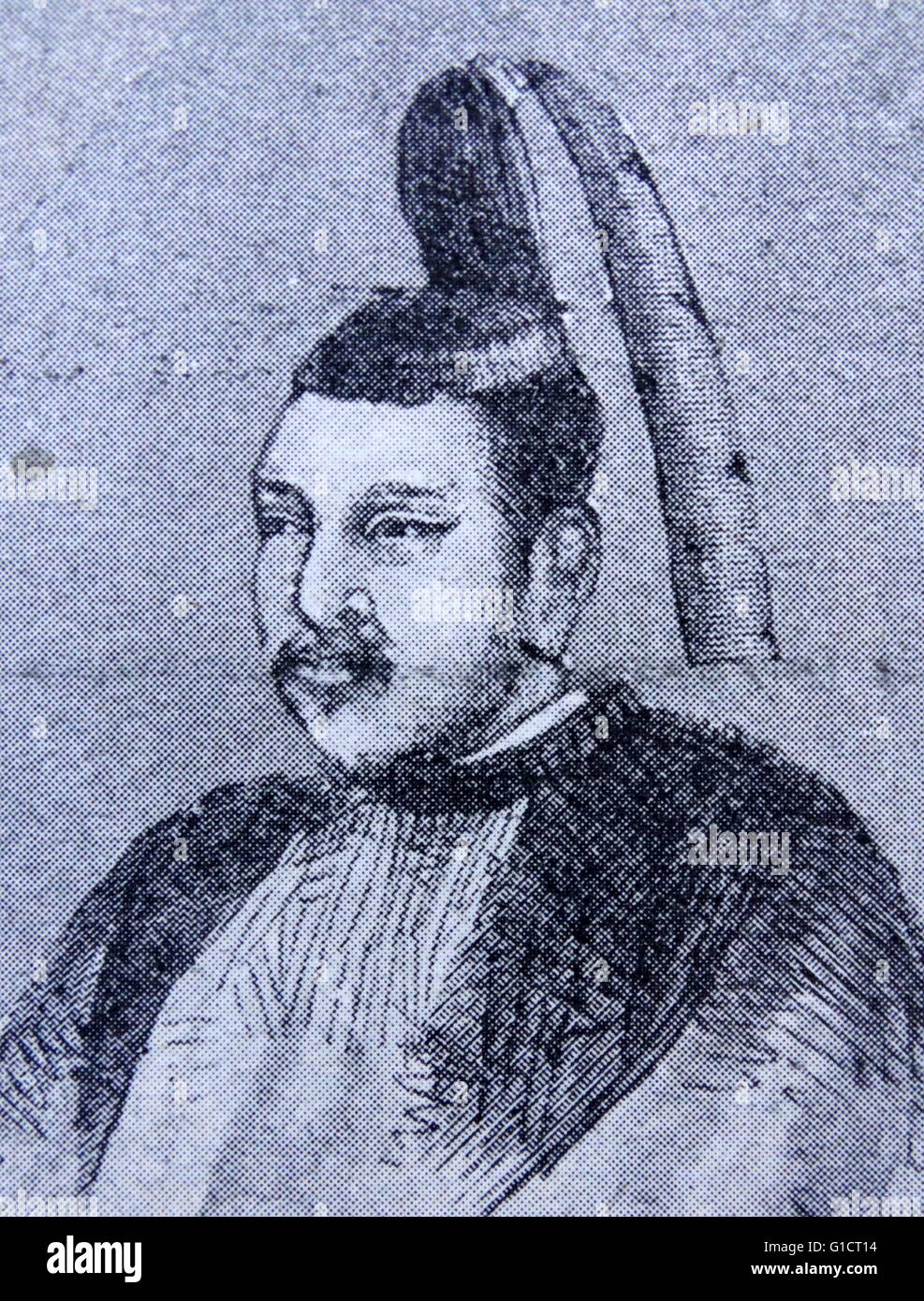 Portrait of Ashikaga Takauji (1305-1358) founder and first shogun of the Ashikaga shogunate. Dated 14th Century Stock Photo