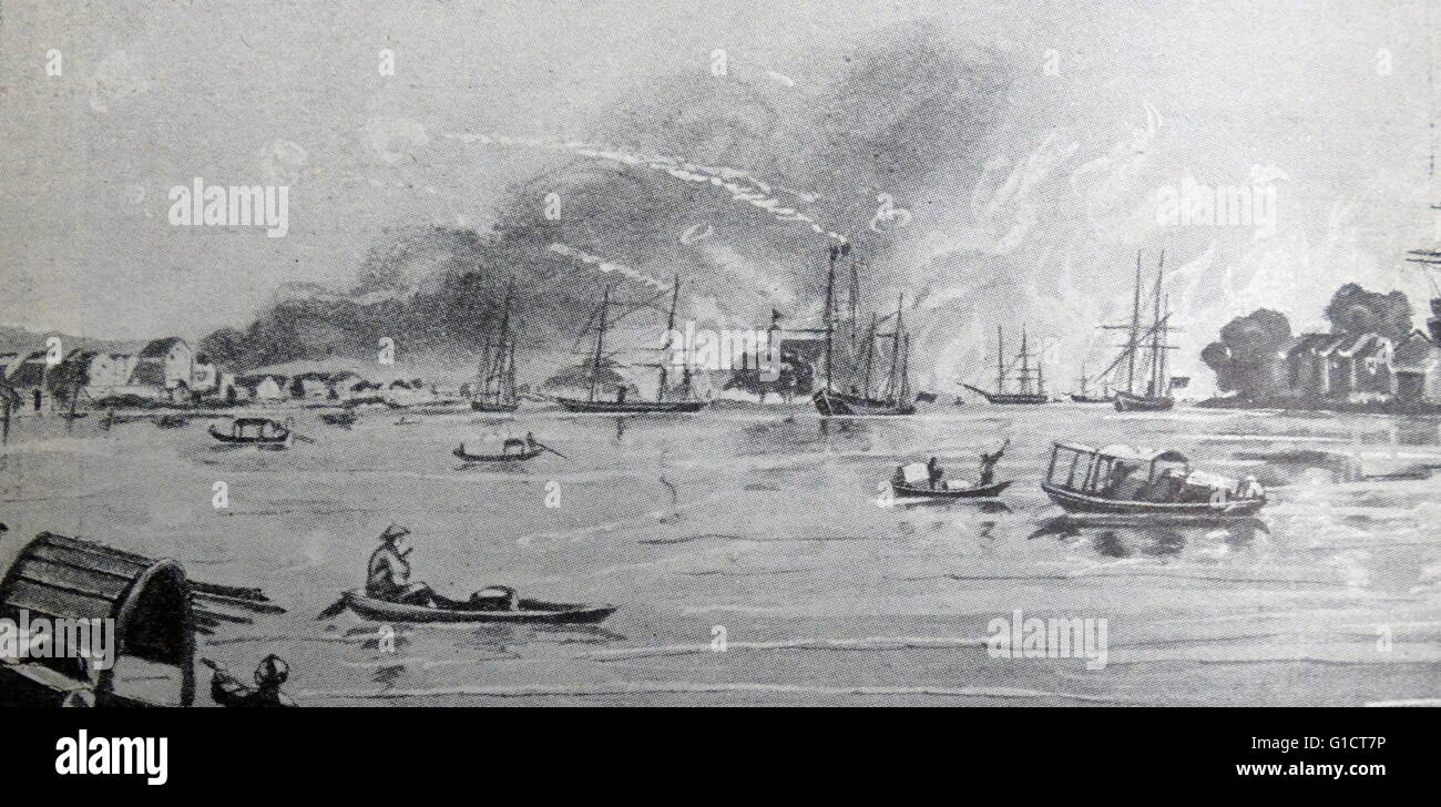 The Bombardment of Canton on December 1857 Stock Photo