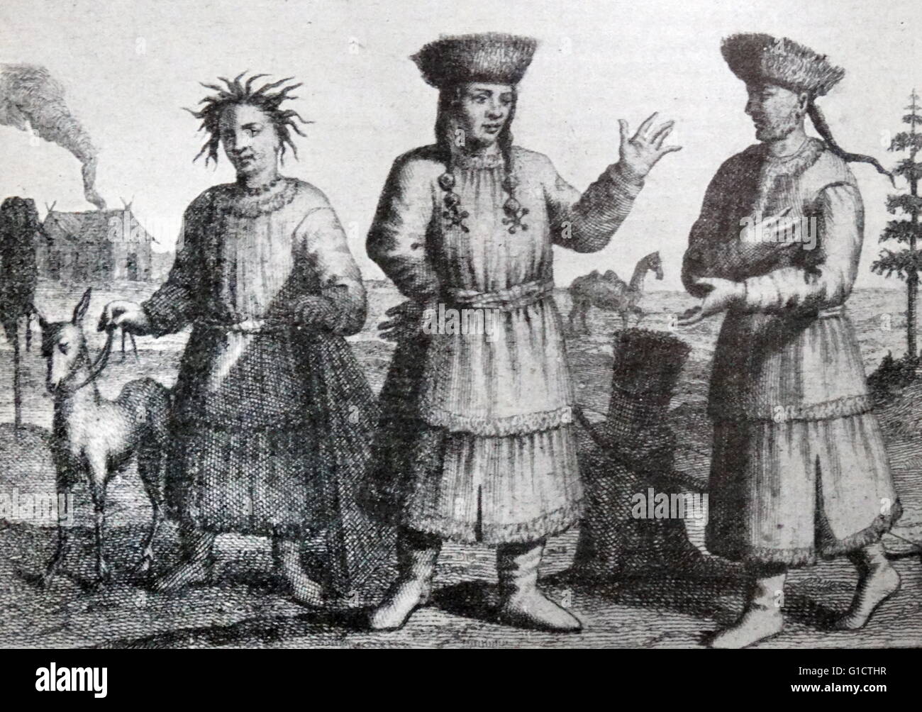 Barathian traders in Irkutsk region; Russia 1690 Stock Photo