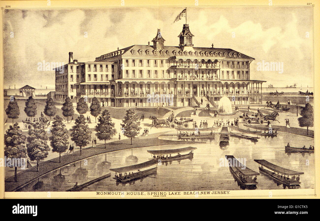 Monmouth House; Spring Lake Beach; New Jersey. Rear view by T. F. Rose; 1878. Stock Photo