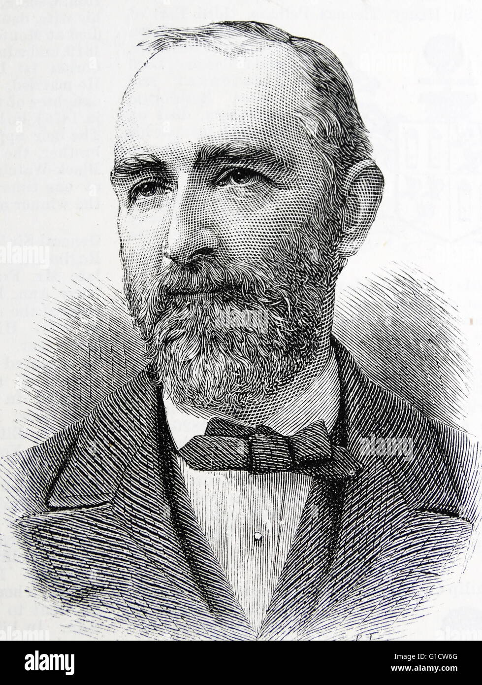 Engraved portrait of Dr. Dyce Duckworth M.D. treasurer of the Royal College of Physicians. Dated 19th Century Stock Photo