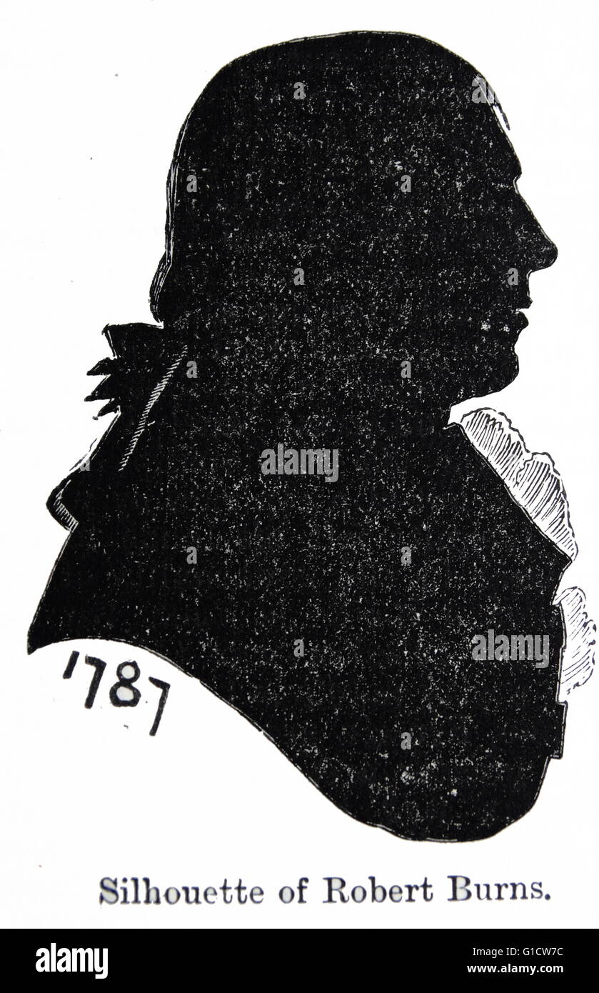 Silhouette of Robert Burns (1759-1796) a Scottish poet and lyricist. Dated 18th Century. Stock Photo