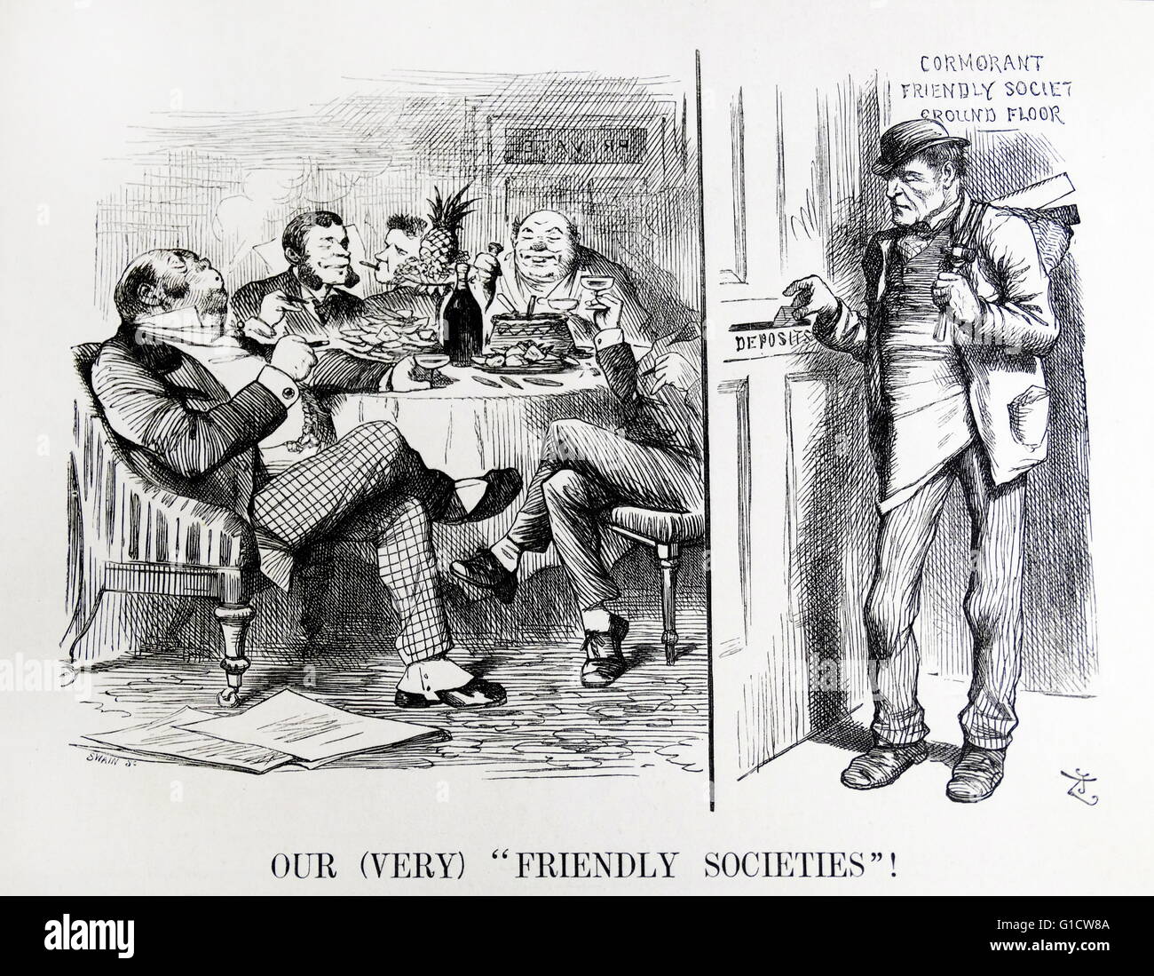 John Tenniel cartoon titled 'Enquiry by the Registrar General' . By Sir John Tenniel (1820-1914) an English illustrator, graphic humourist, and political cartoonist. Dated 19th Century Stock Photo