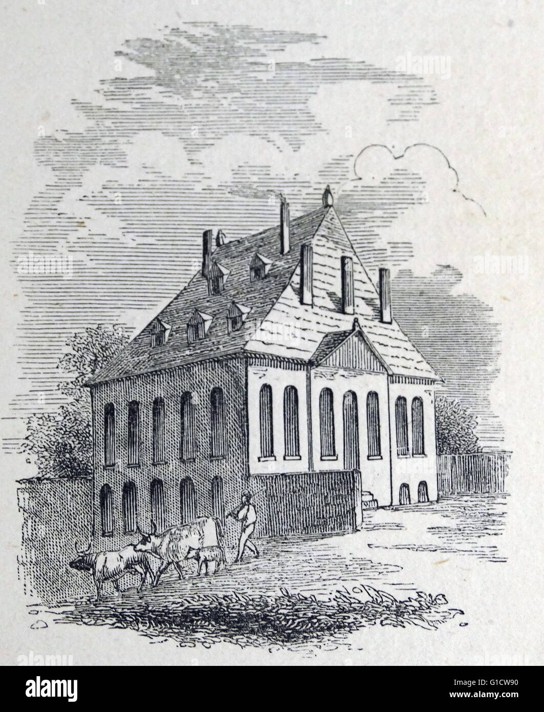 woodcut depicting the home of Edward Gibbon (17371794) an English