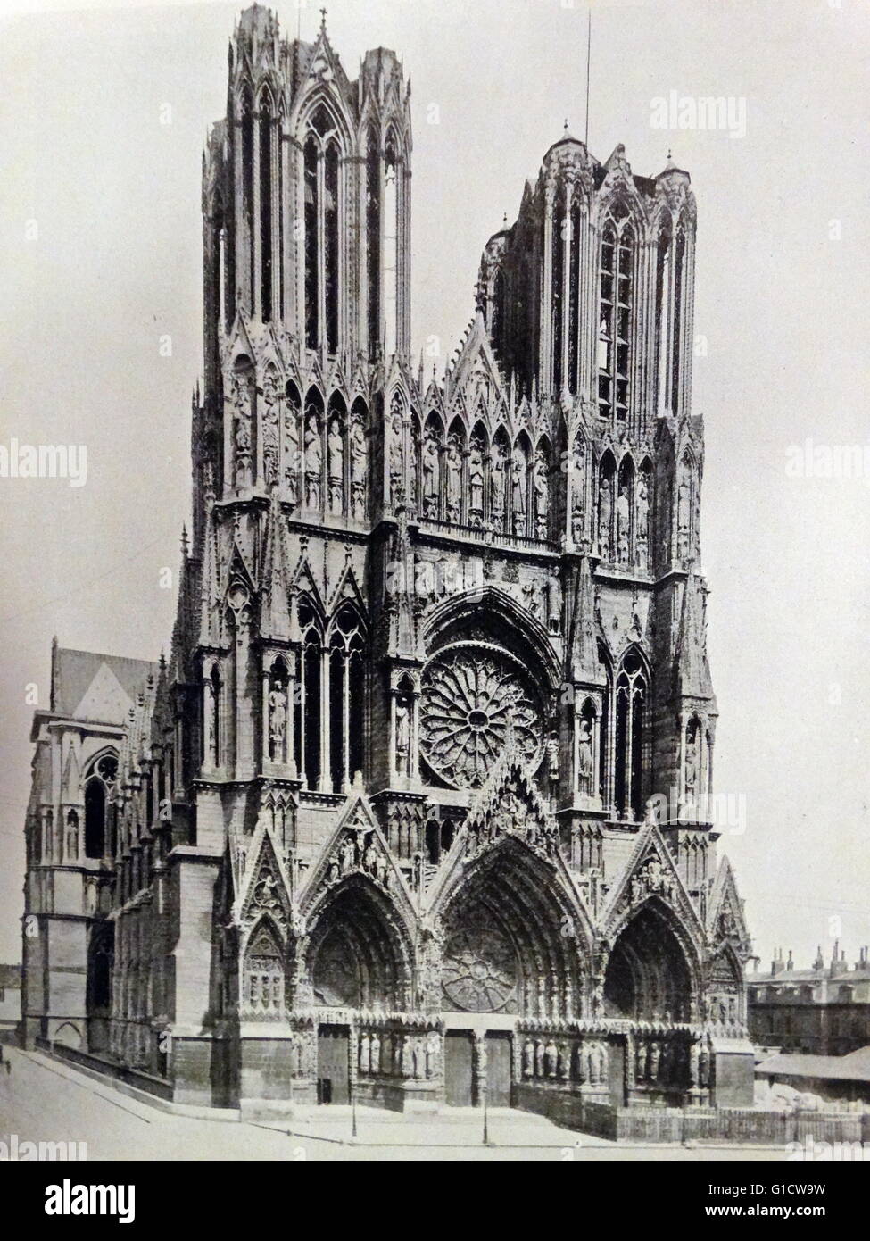 Photographic print of The Cathedral of Notre-Dame, a historic Catholic cathedral on the eastern half of the Île de la Cité in the fourth arrondissement of Paris, France. Dated 19th Century Stock Photo