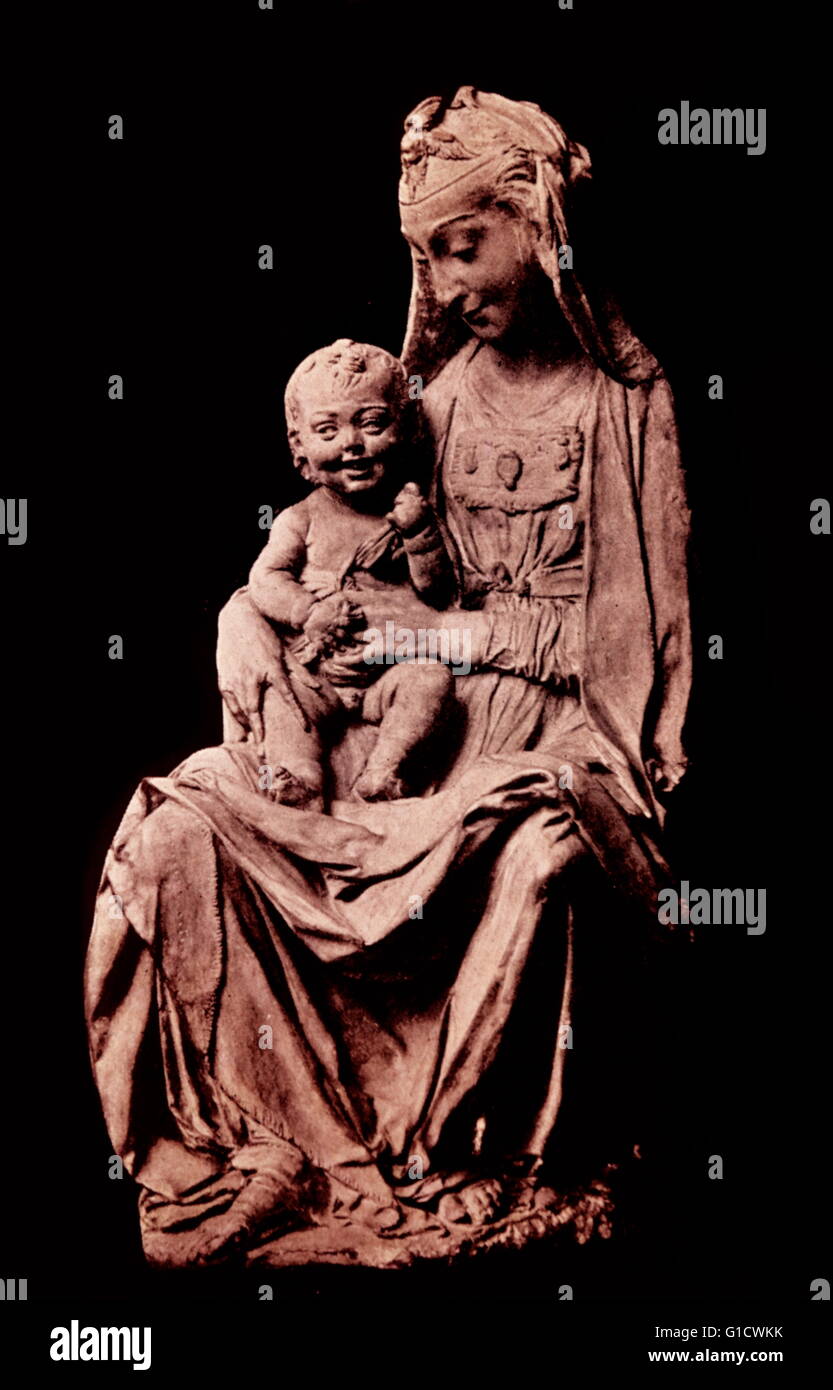 Statue of the Madonna and Laughing Child by Antonio Gamberelli (1427-1479) an Italian sculptor. Dated 15th Century Stock Photo