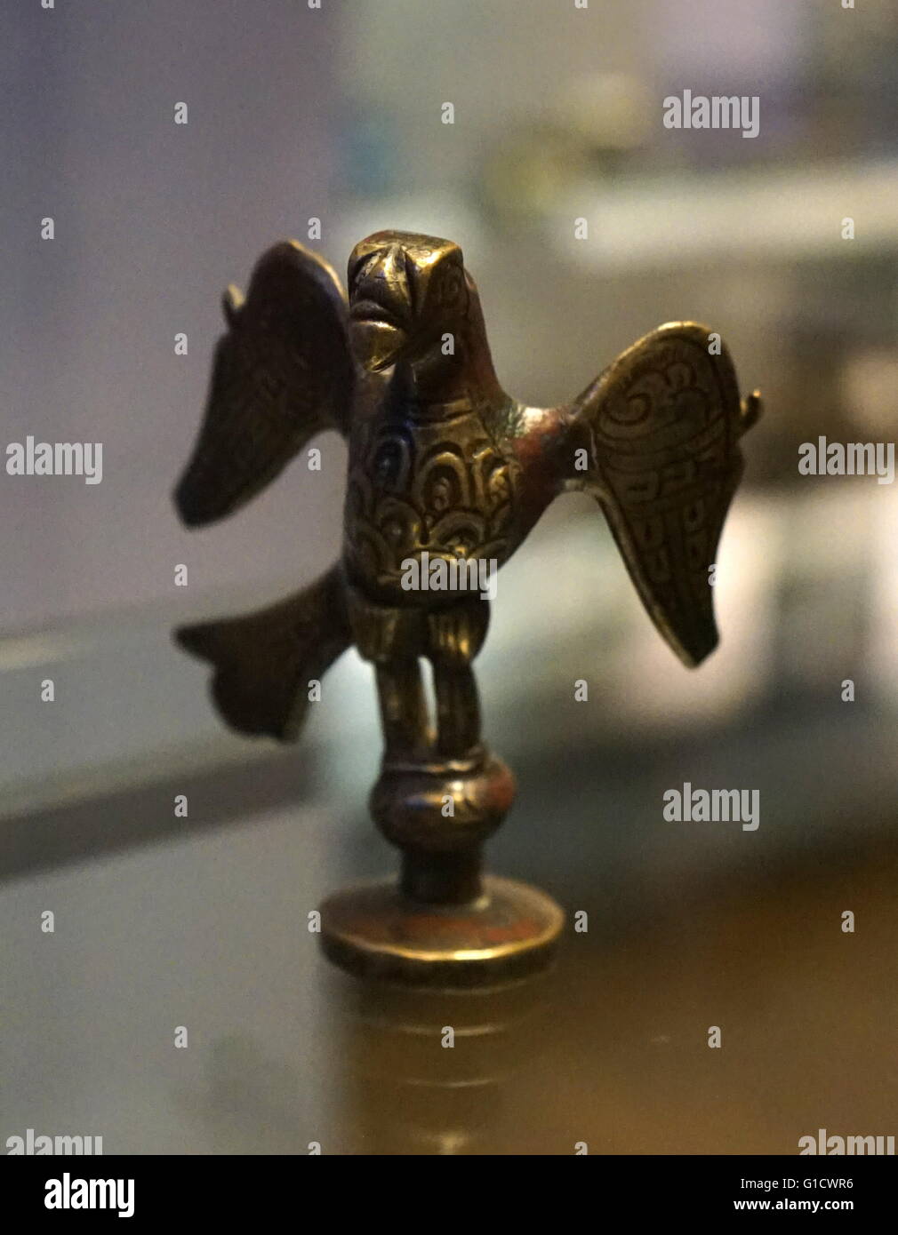 Cast brass eagle-shaped finial from Egypt. Dated 10th Century Stock Photo