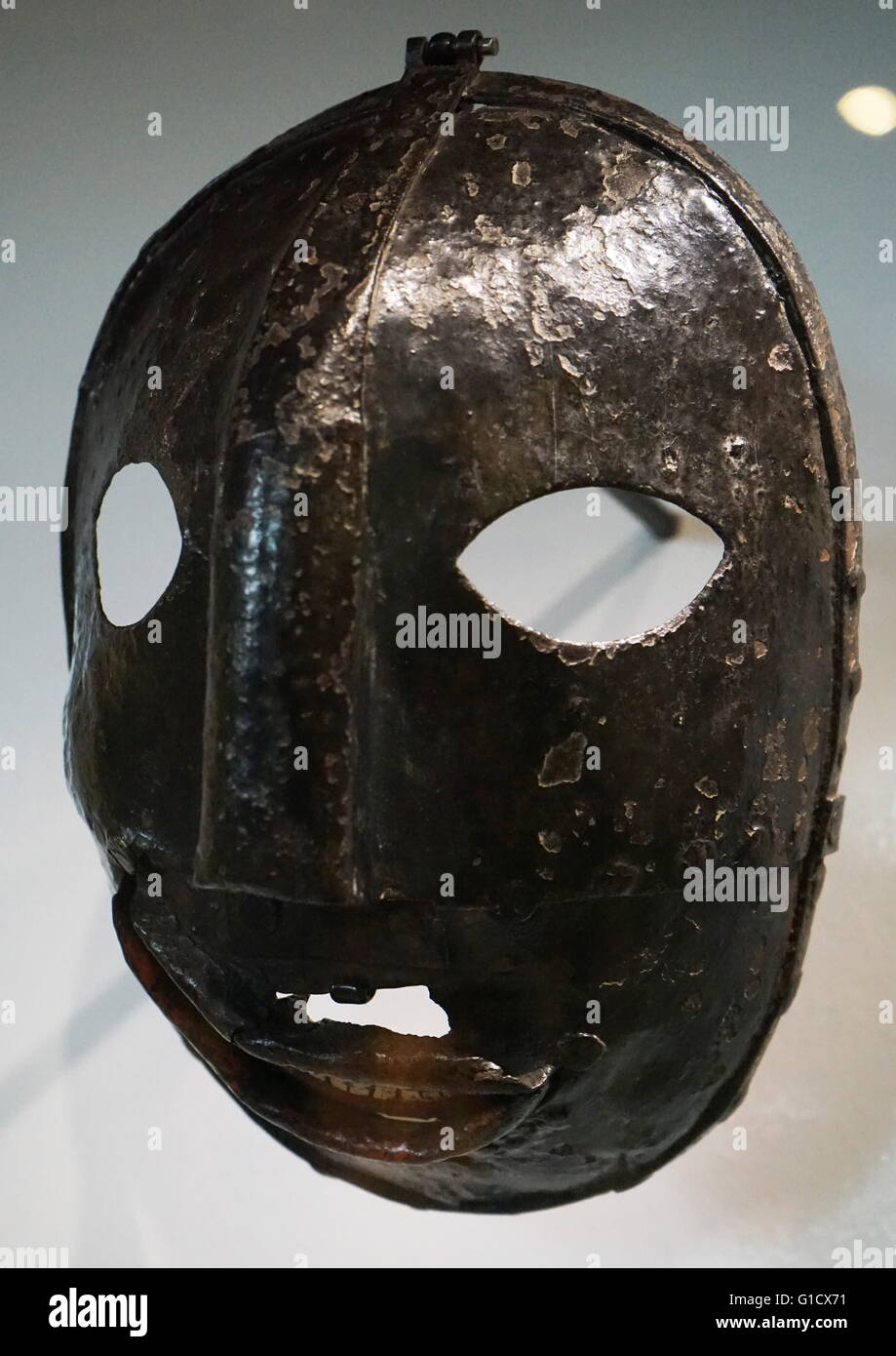 Scold's bridle, used as a form of torture and public humiliation, primarily for women. Dated 18th Century Stock Photo