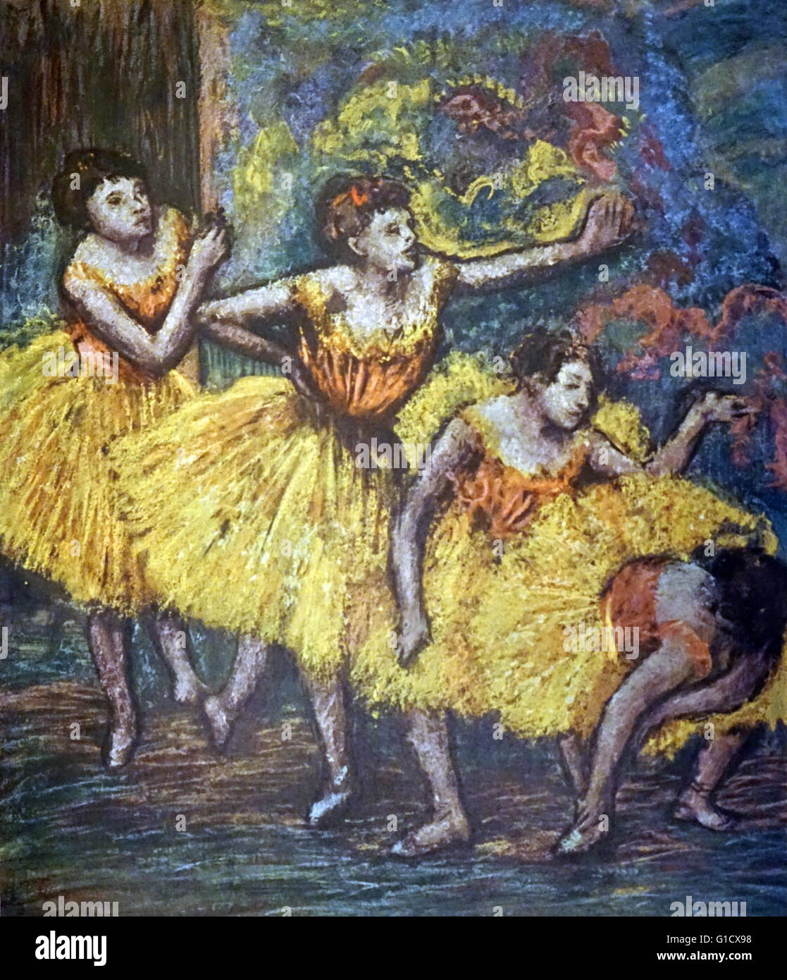 Painting titled 'Four Dancers' by Edgar Degas (1834-1917) a French artist famous for his paintings, sculptures, prints, and drawings. Dated 19th Century Stock Photo