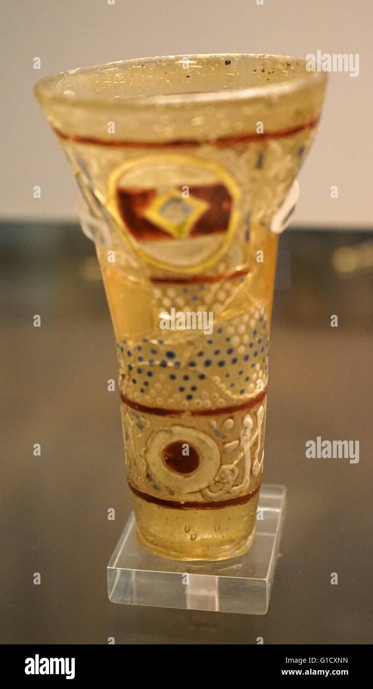 Glass fragments found at Ressormel Castle, Cornwall. Dated 13th Century Stock Photo