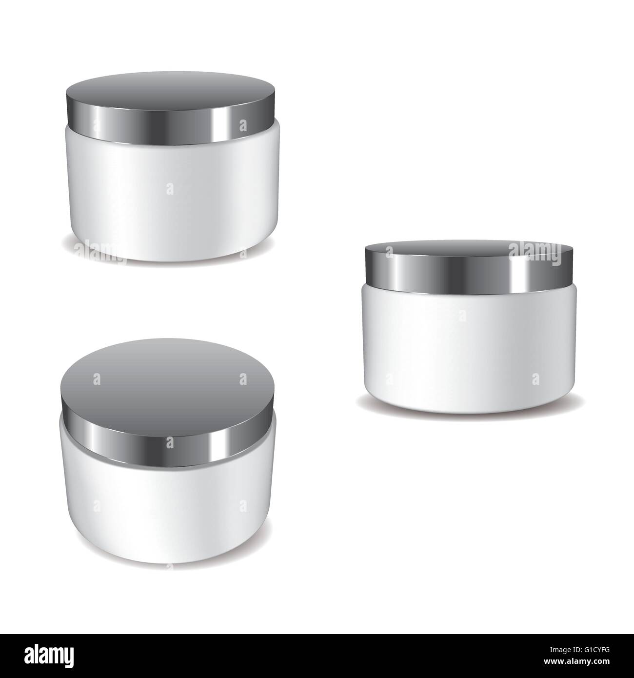 3D cream pots with silver cap full vector Stock Vector