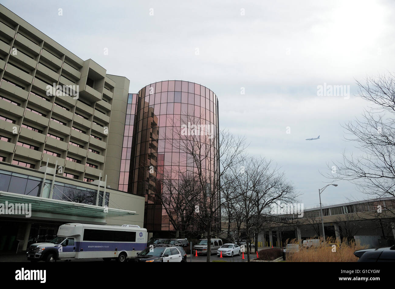 Hyatt Regency Hotel at Ohare Airport, Chicago, Illinois, USA Stock Photo