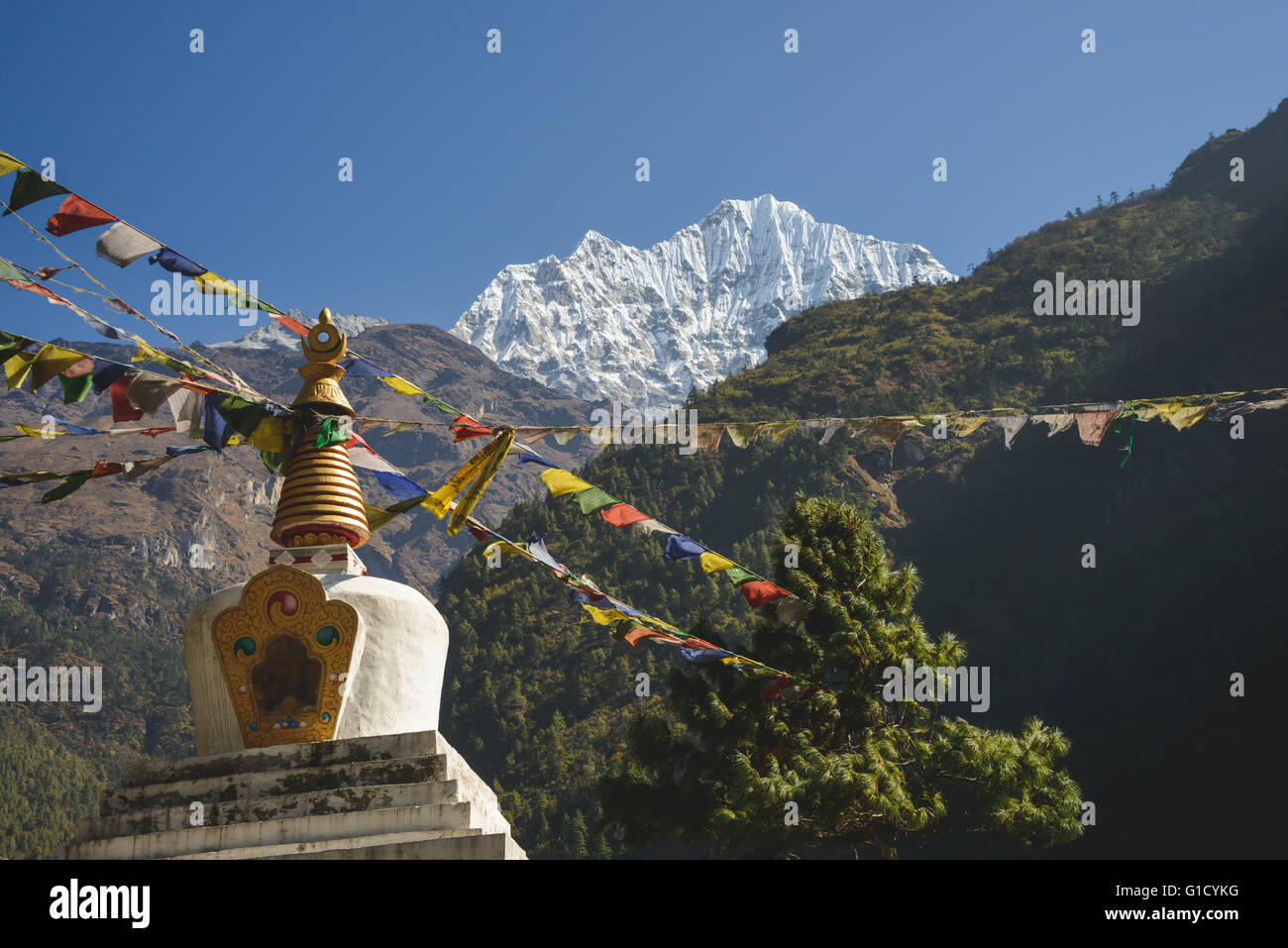 Namche stupa on the trail to Everest Base Camp Stock Photo