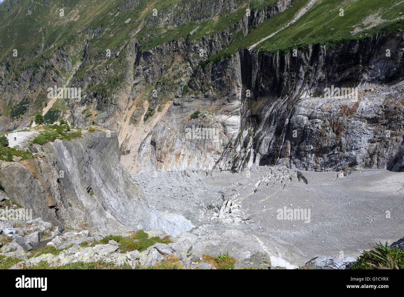 Argentiere Glacier. Roche breakthrough by ice. Argentiere. Chamonix Mont-Blanc. France. Stock Photo