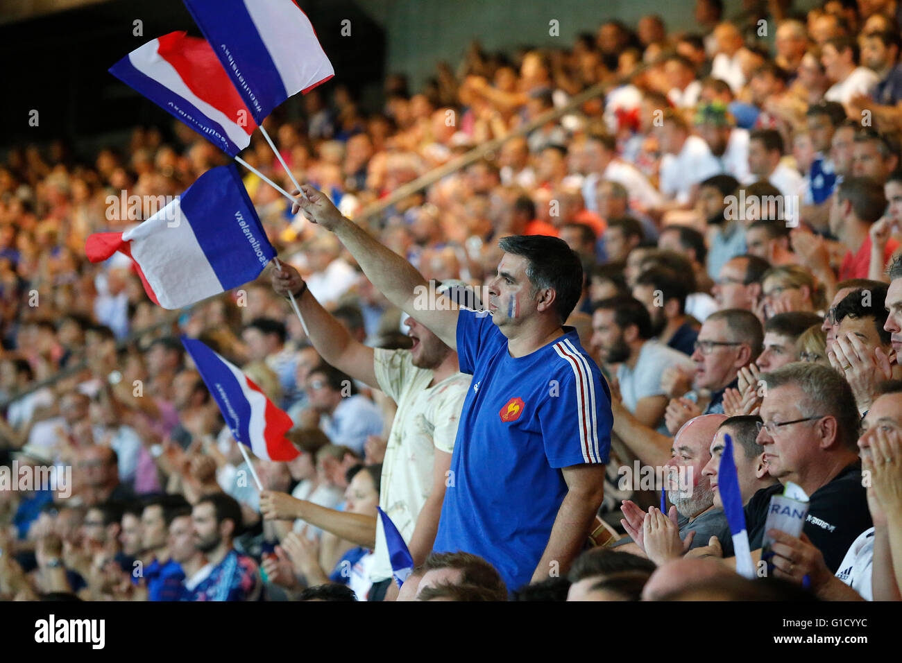 Rugby match at the Stade de France. French spectators. Saint-Denis. France. Stock Photo