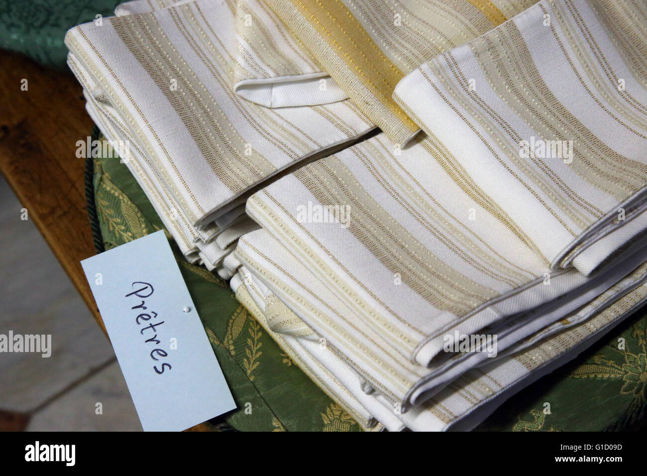Stoles in sacristy.  Annecy. France. Stock Photo
