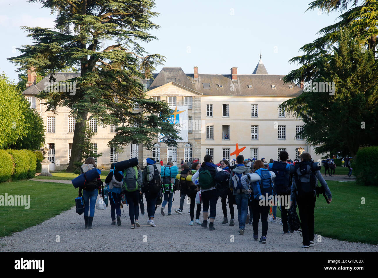 FRAT catholic youth camp. Arrivals. Jambville. France. Stock Photo