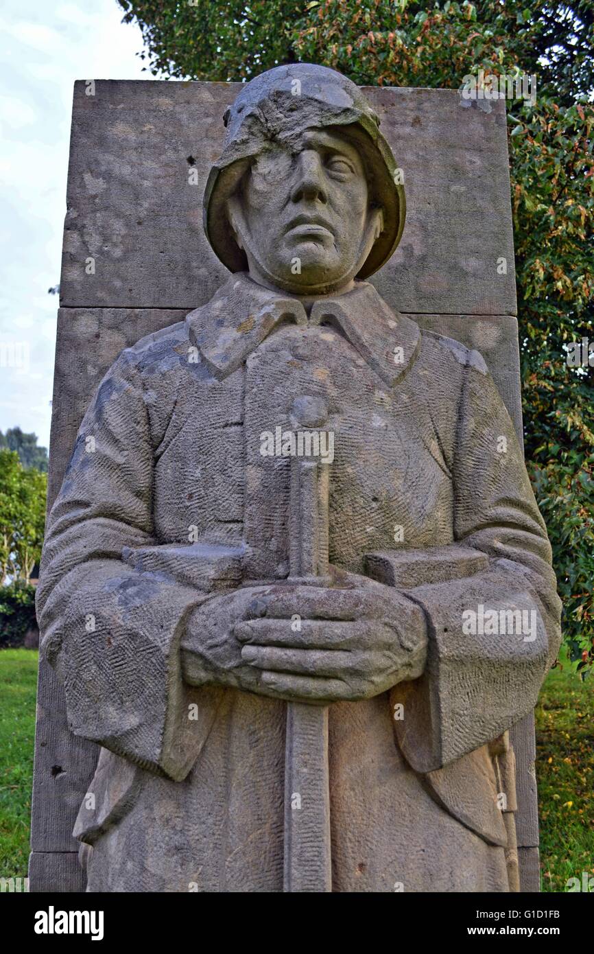 German World War memorial, erected 1935, in Saarland. The right Guard of the memorial Stock Photo