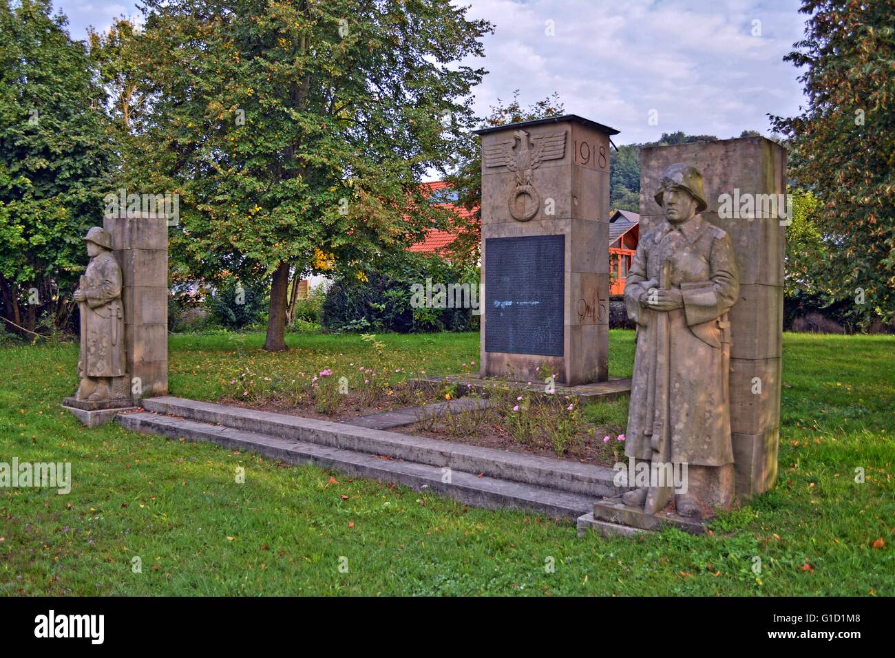 German World War memorial, erected 1935, in Saaarland. View from right. Stock Photo