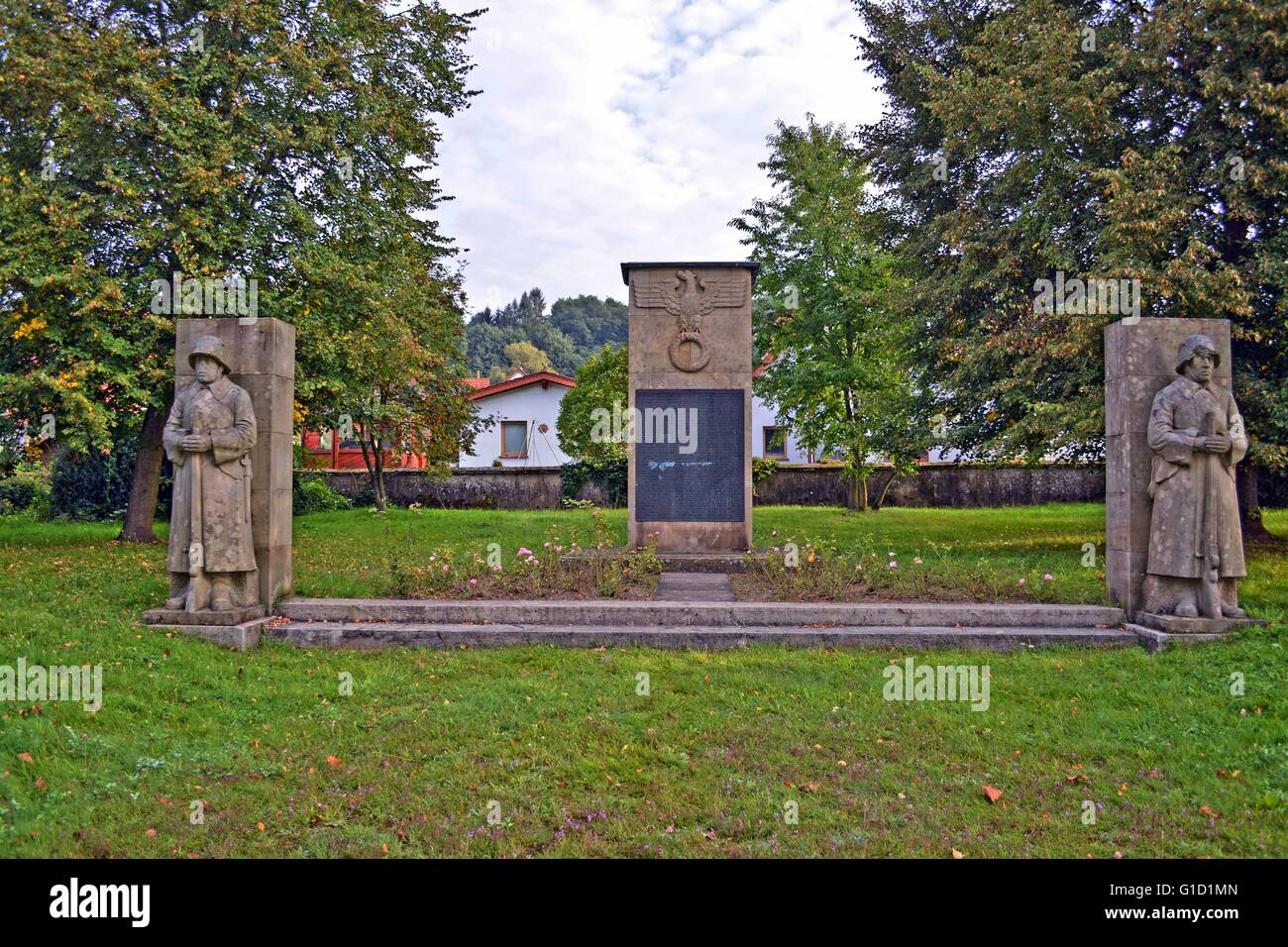 German World War memorial, erected 1939, in German Saarland. Front View Stock Photo