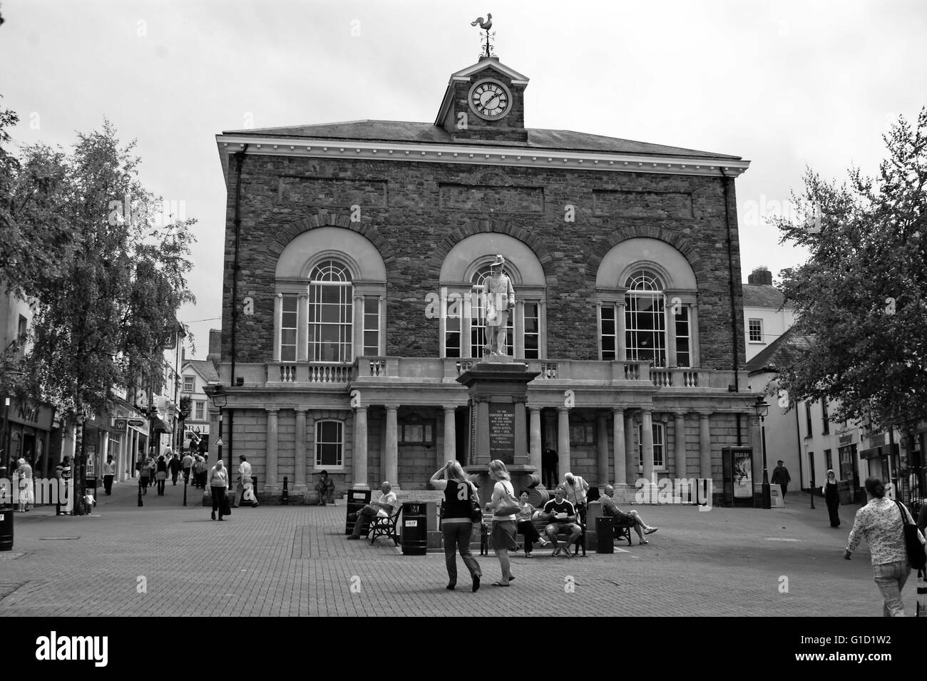Carmarthen in Wales. the old council building.  Oldest city in Wales. Carmarthen - Welsh: Caerfyrddin Stock Photo