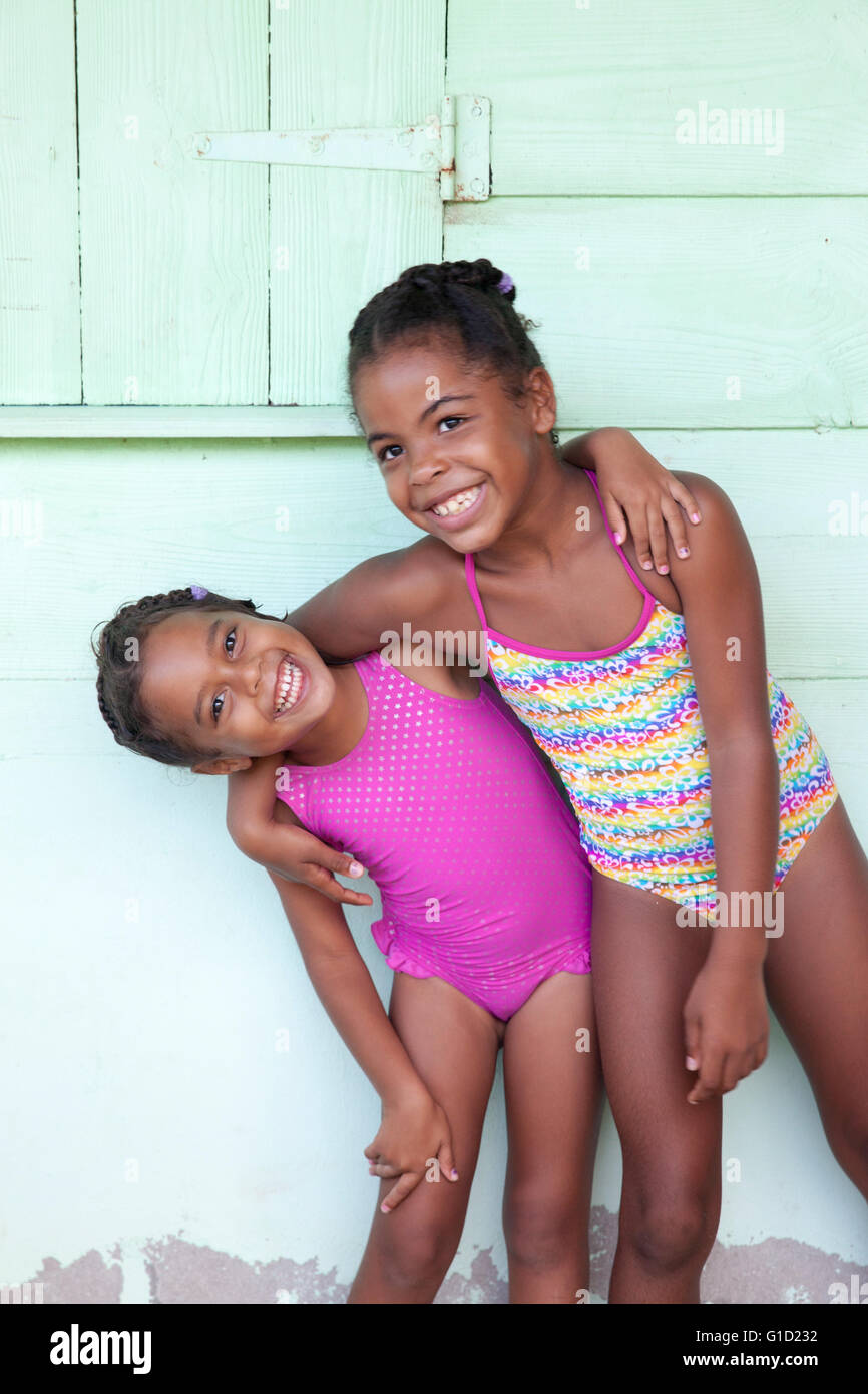 Two girls, Martinique, Caribbean Stock Photo Alamy