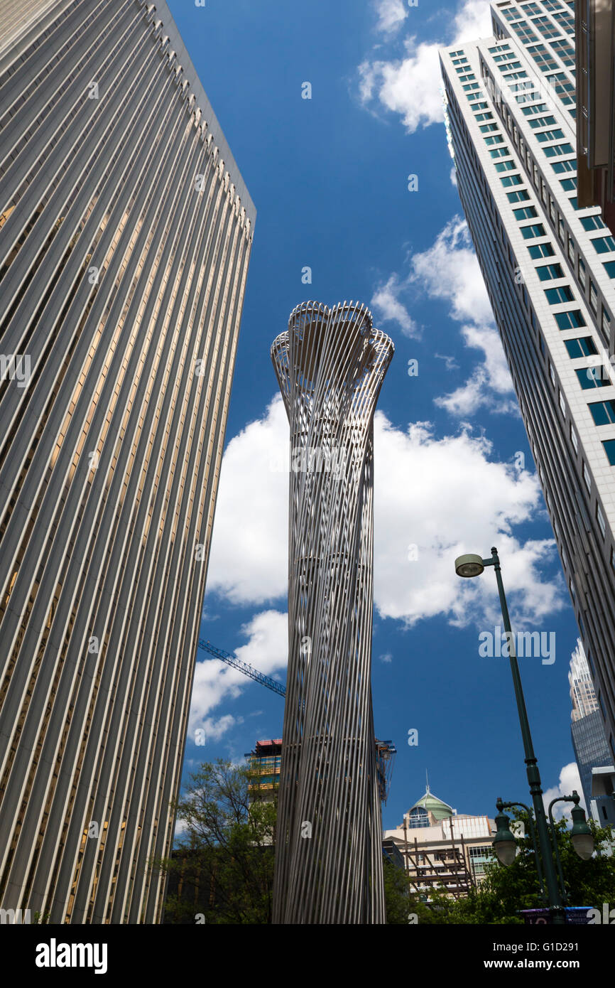 Charlotte, North Carolina - Sculpture on the street in uptown Charlotte. Stock Photo