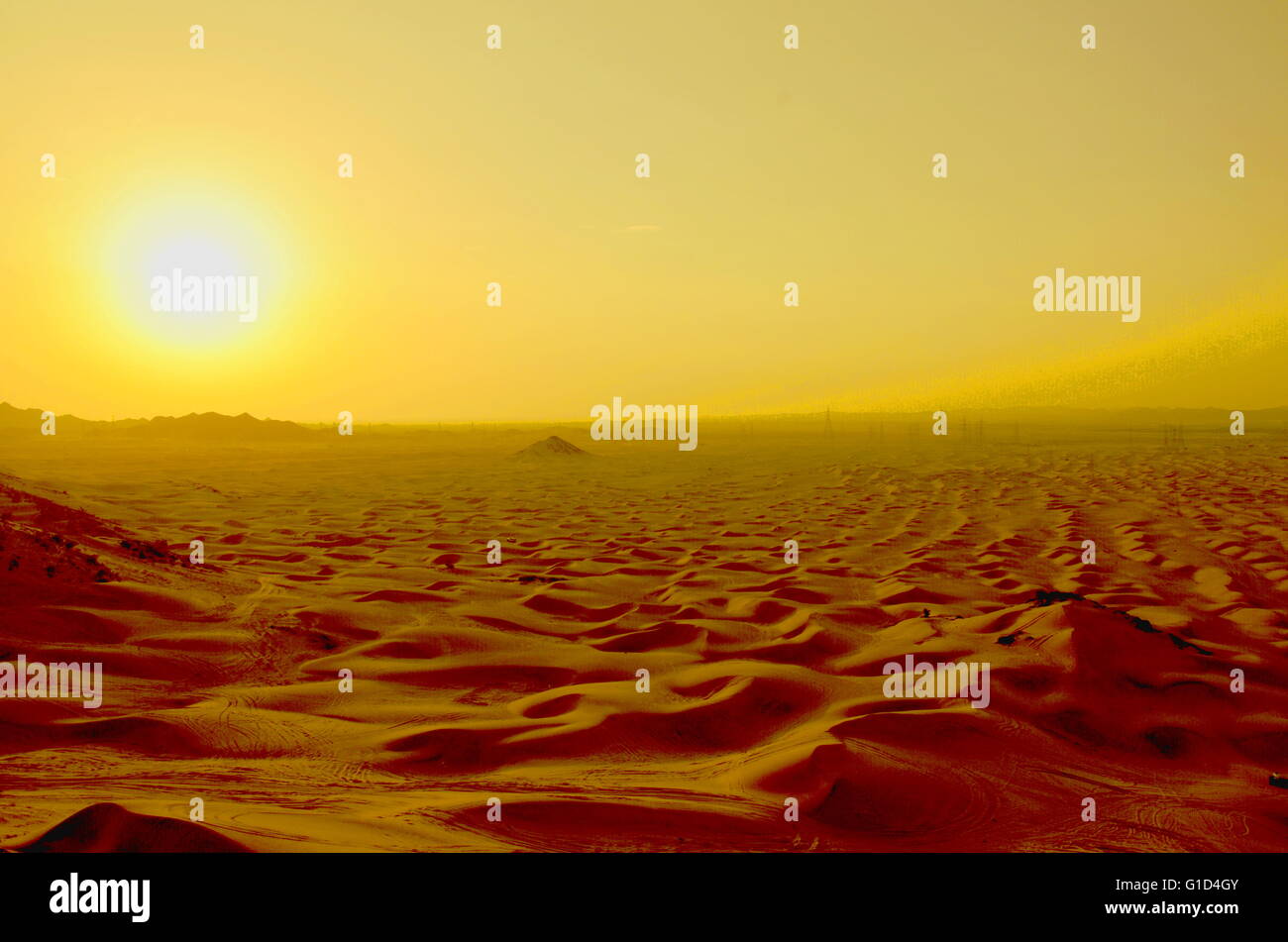 Sand Dunes Close To Sunset, Sand Dunes Close To Sunset, Al Bahrah Desert, Saudi Arabia. Stock Photo