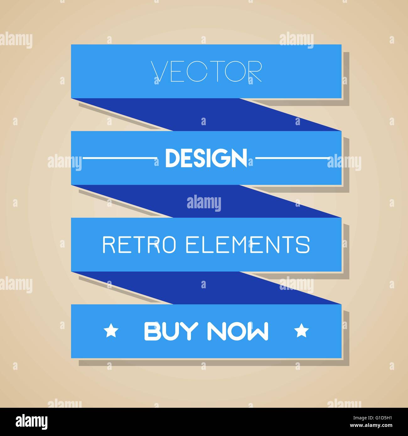 Blue retro ribbon. Flat design. Vector design elements. Stock Vector