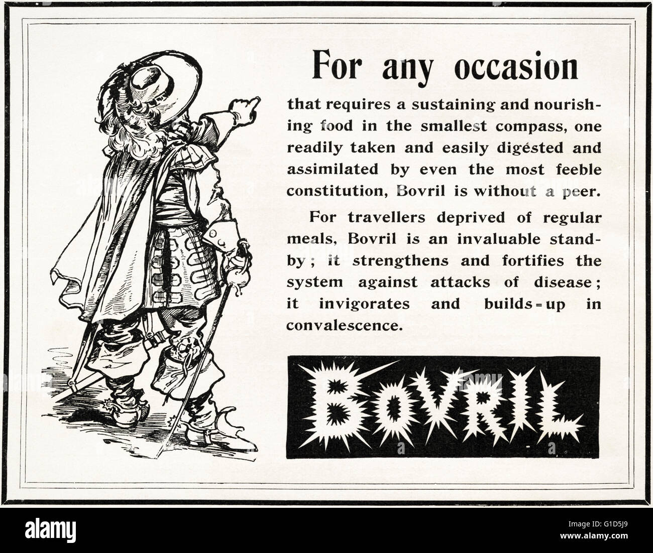 Original old vintage magazine advert from the late Victorian era dated 1900. Advertisment advertising Bovril Stock Photo