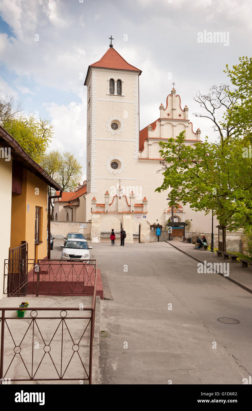 Church building in Janowiec village, Poland, Europe, front of Parafia pw. sw. Stanislawa i sw. Malgorzaty at Rynek 6 Street. Stock Photo