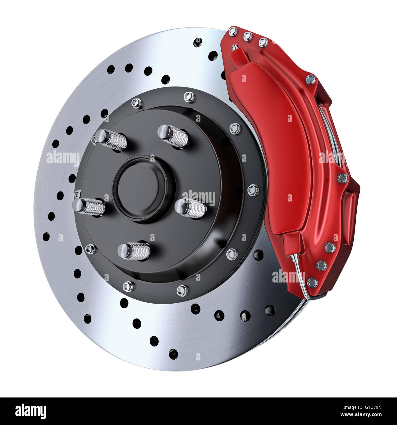 Brake car red (done in 3d, isolated) Stock Photo
