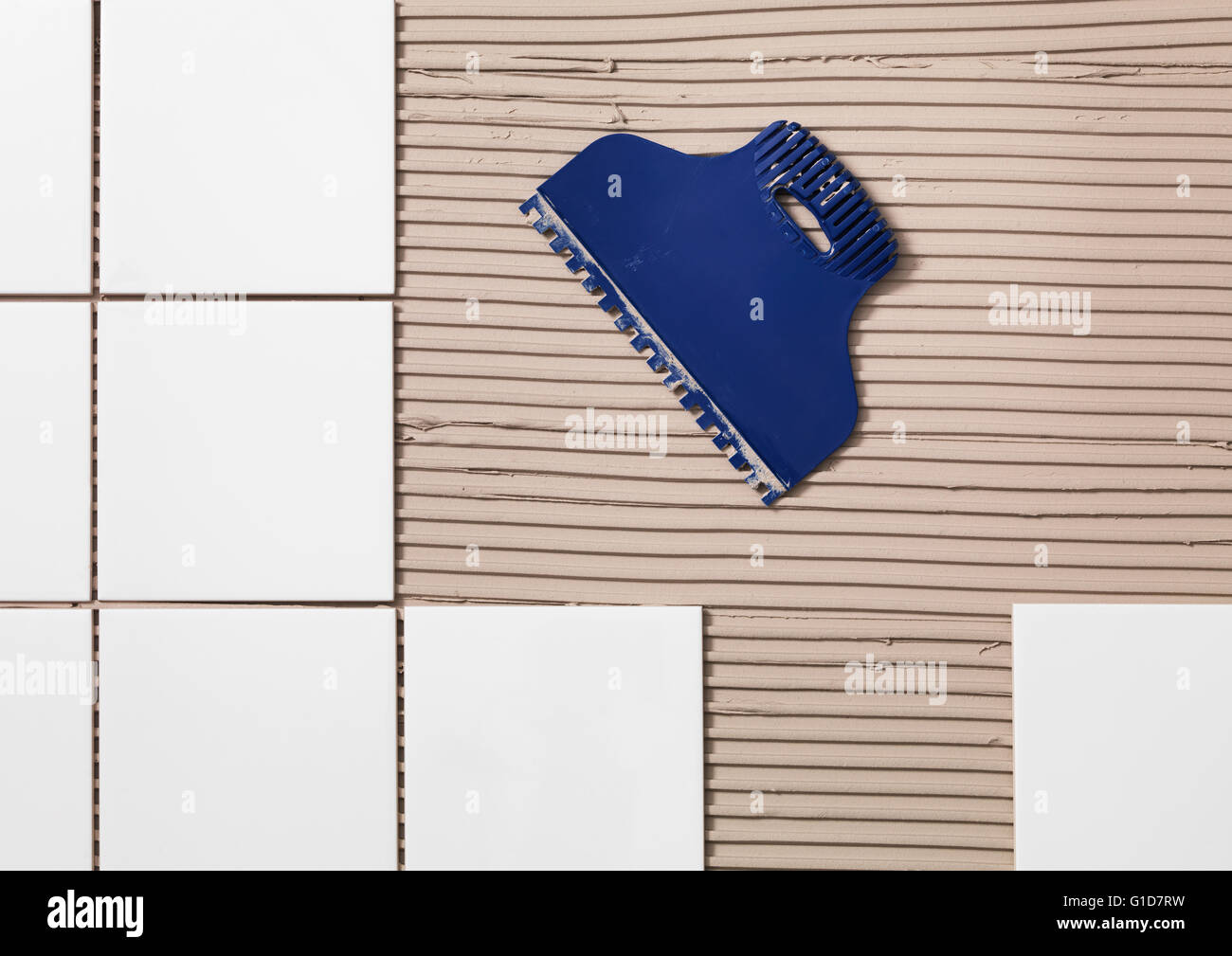 Tile Adhesive and tiles Stock Photo Alamy