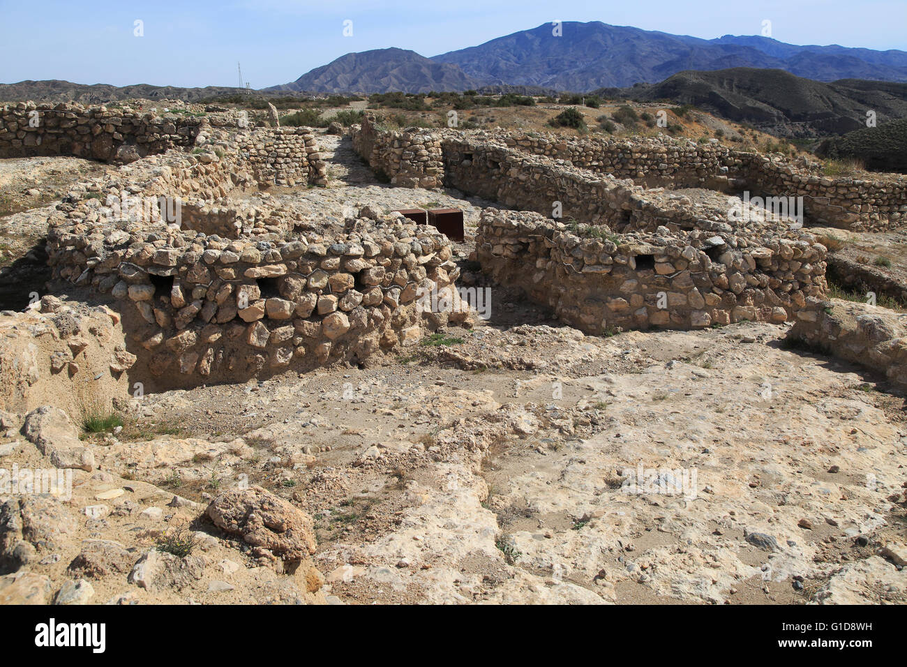 Los Millares prehistoric Chalcolithic settlement archaelogical site, Almeria, Spain Stock Photo