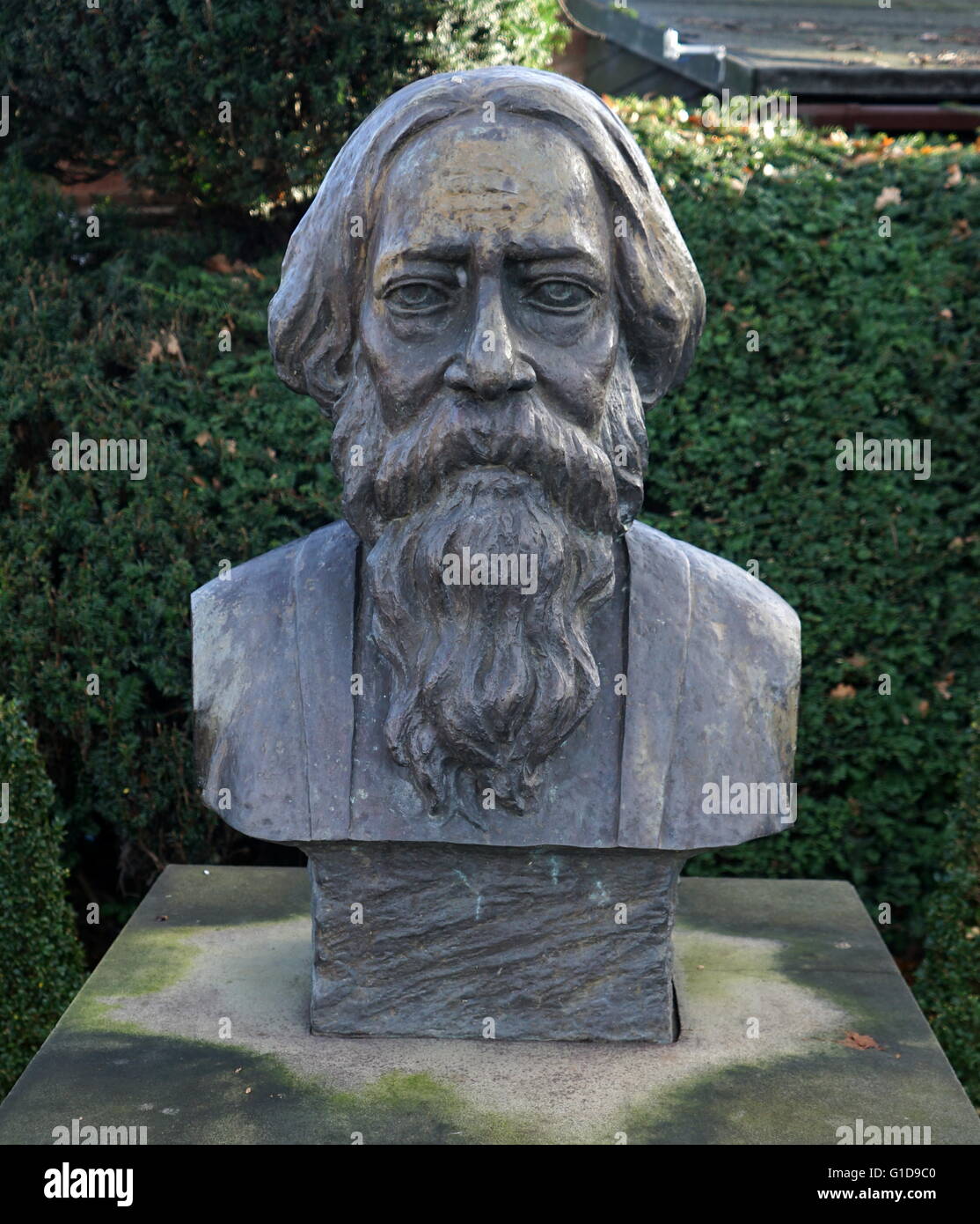 Rabindranath Tagore 1861-1941; Indian philosopher poet and writer sculpture by Debabrata Chakraborty 1995 Stock Photo