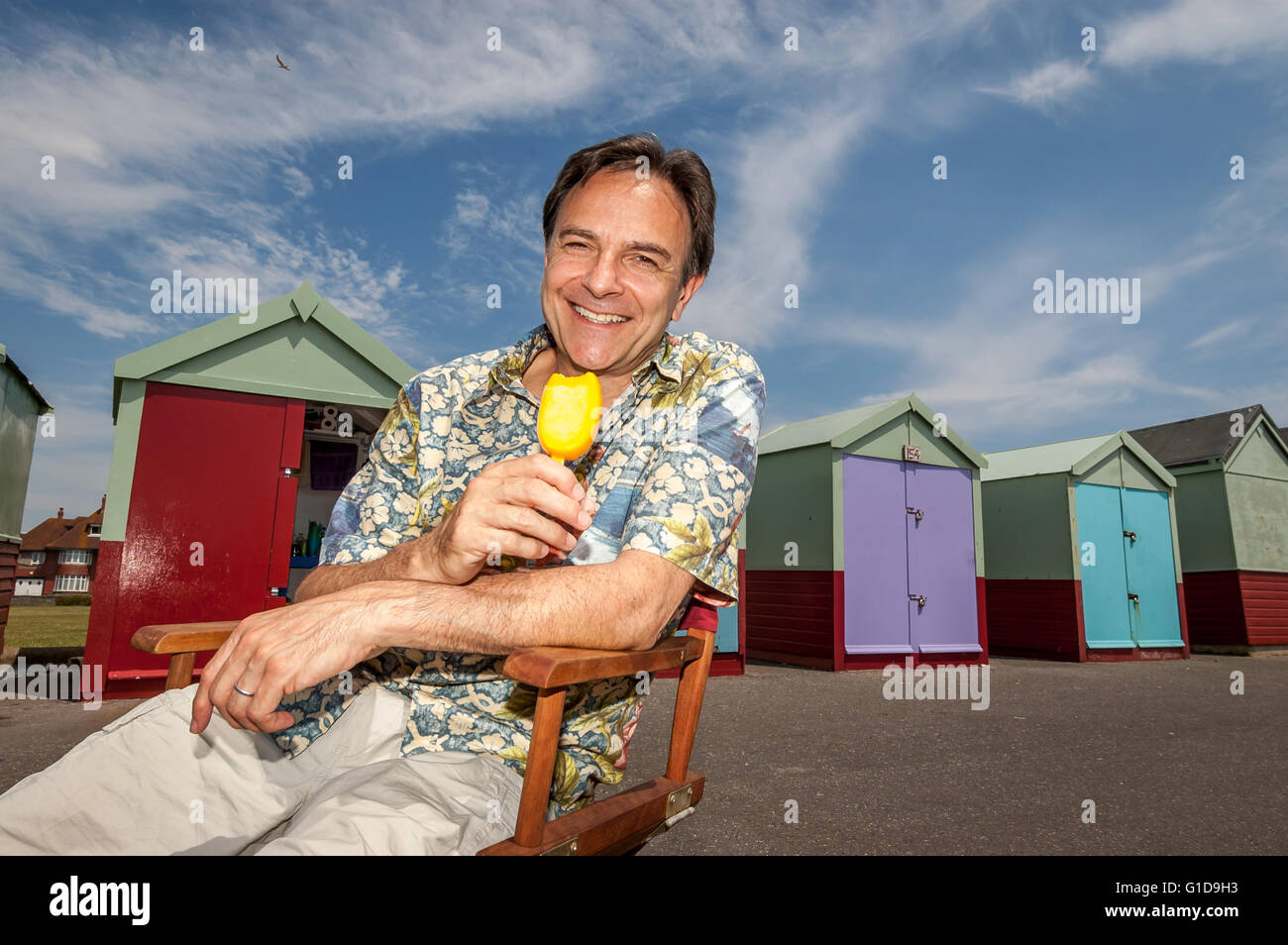 Former Coronation Street actor Brian Capron, in front of his beach hut