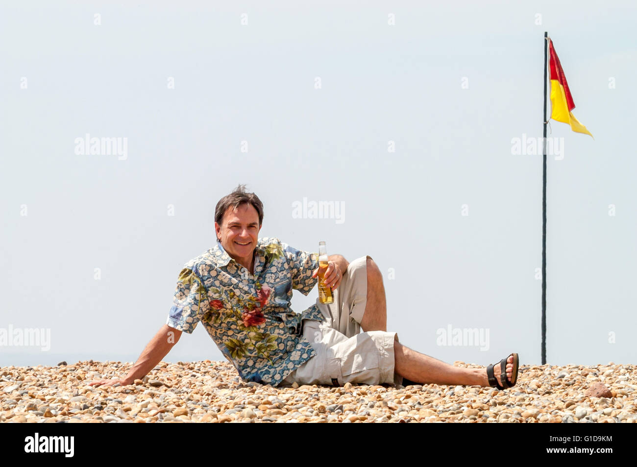 Former Coronation Street actor Brian Capron, in front of his beach hut in Hove. Stock Photo
