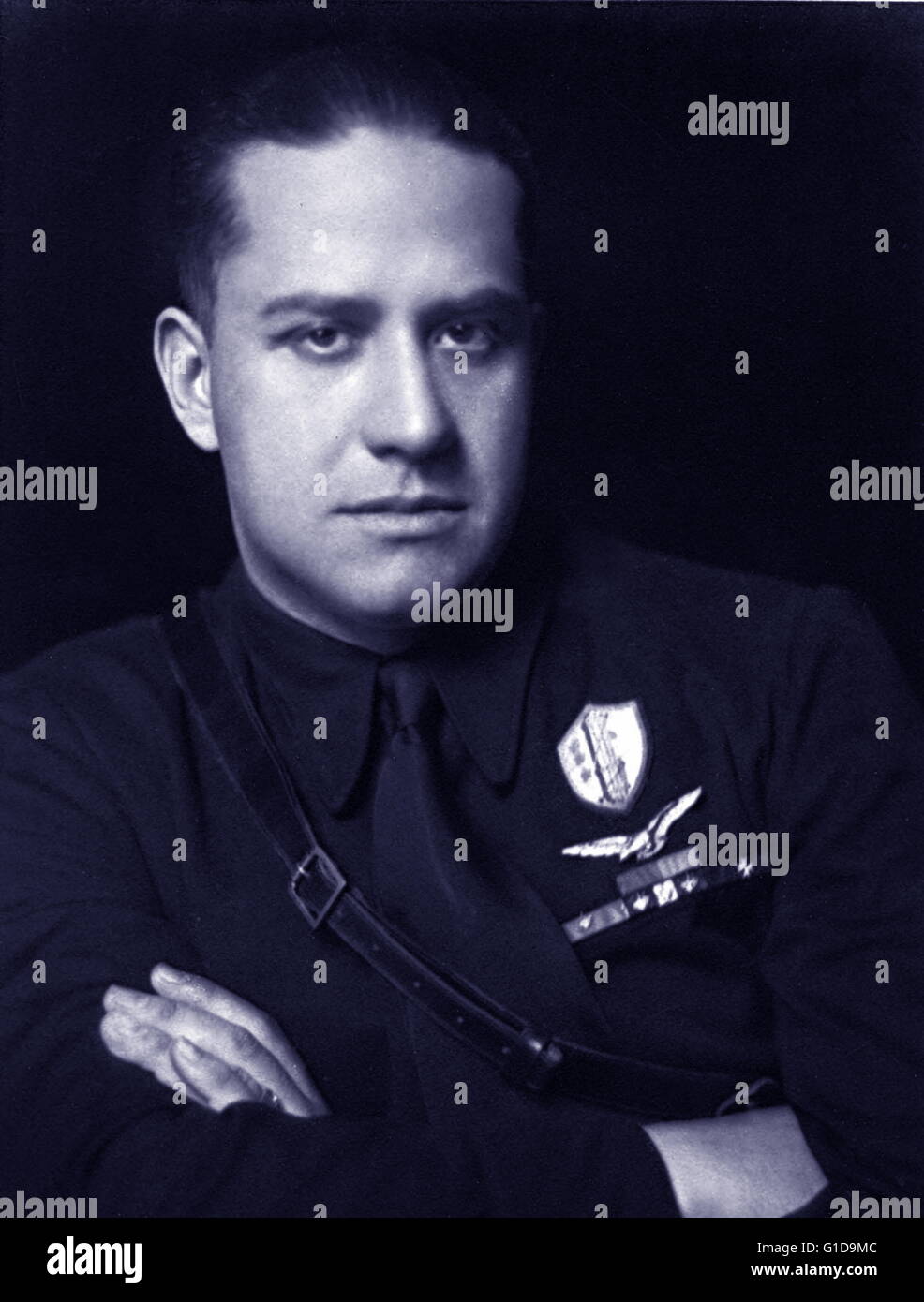 Count Gian Galeazzo Ciano, (1903 – 11 January 1944), Foreign Minister of Fascist Italy from 1936 until 1943 and Benito Mussolini's son-in-law. On 11 January 1944, Count Ciano was shot by firing squad at the behest of his father-in-law, Mussolini Stock Photo