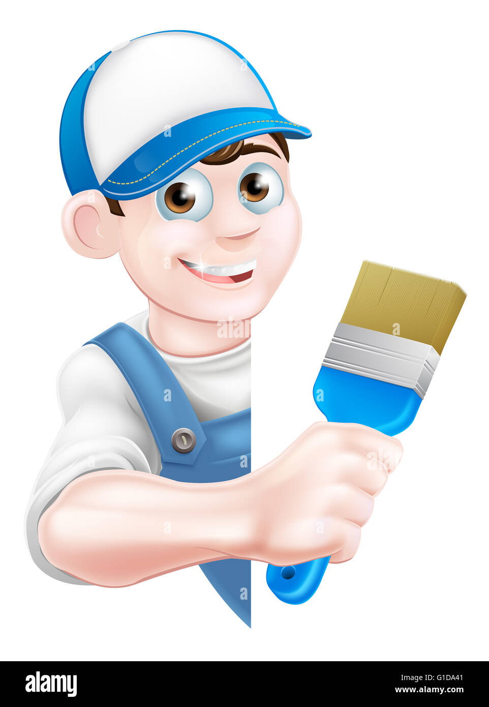 Cartoon painter decorator in cap hires stock photography and images