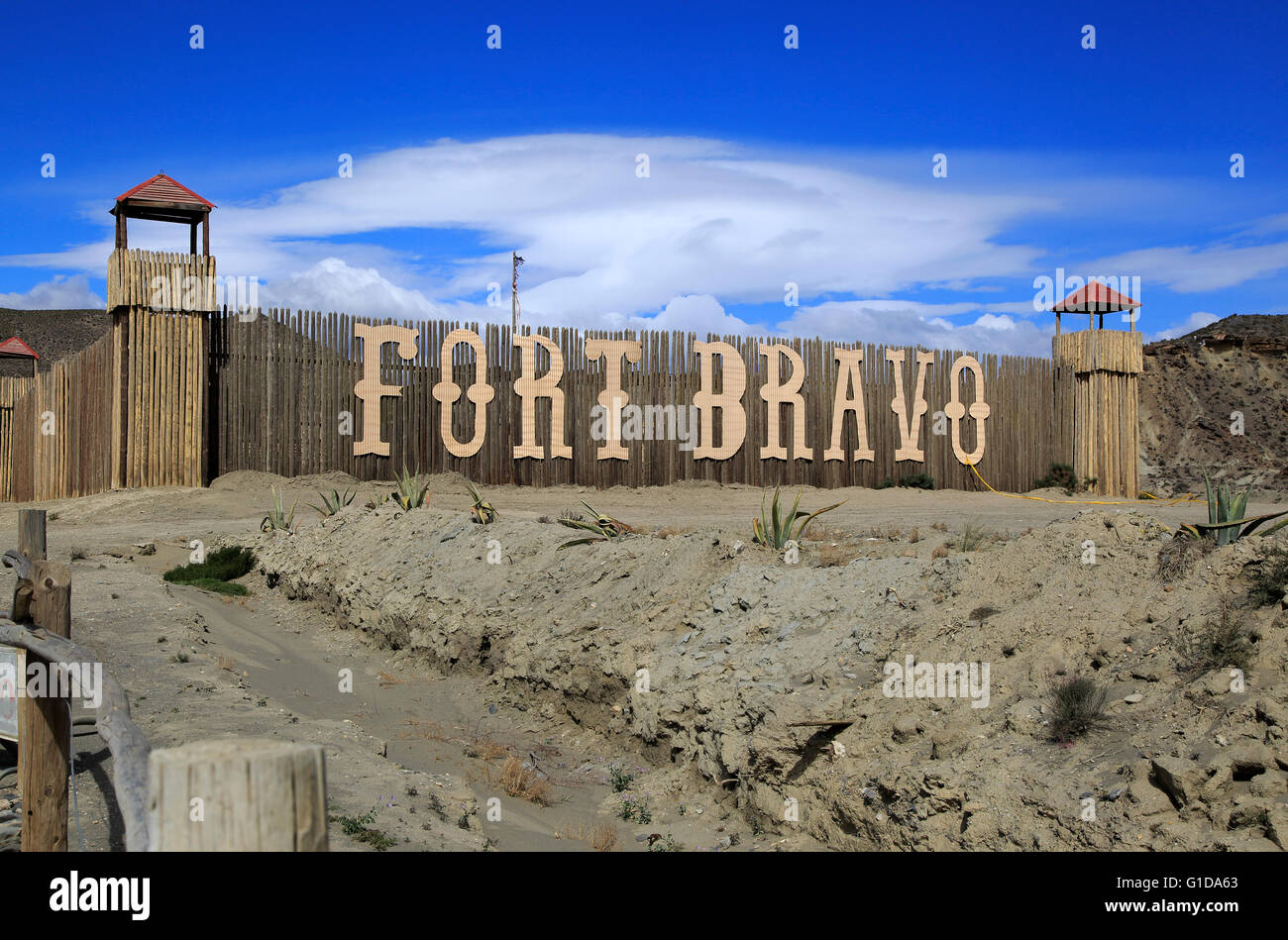 Fort Bravo movie set tourist attraction near Tabernas,  Almeria, Spain Stock Photo