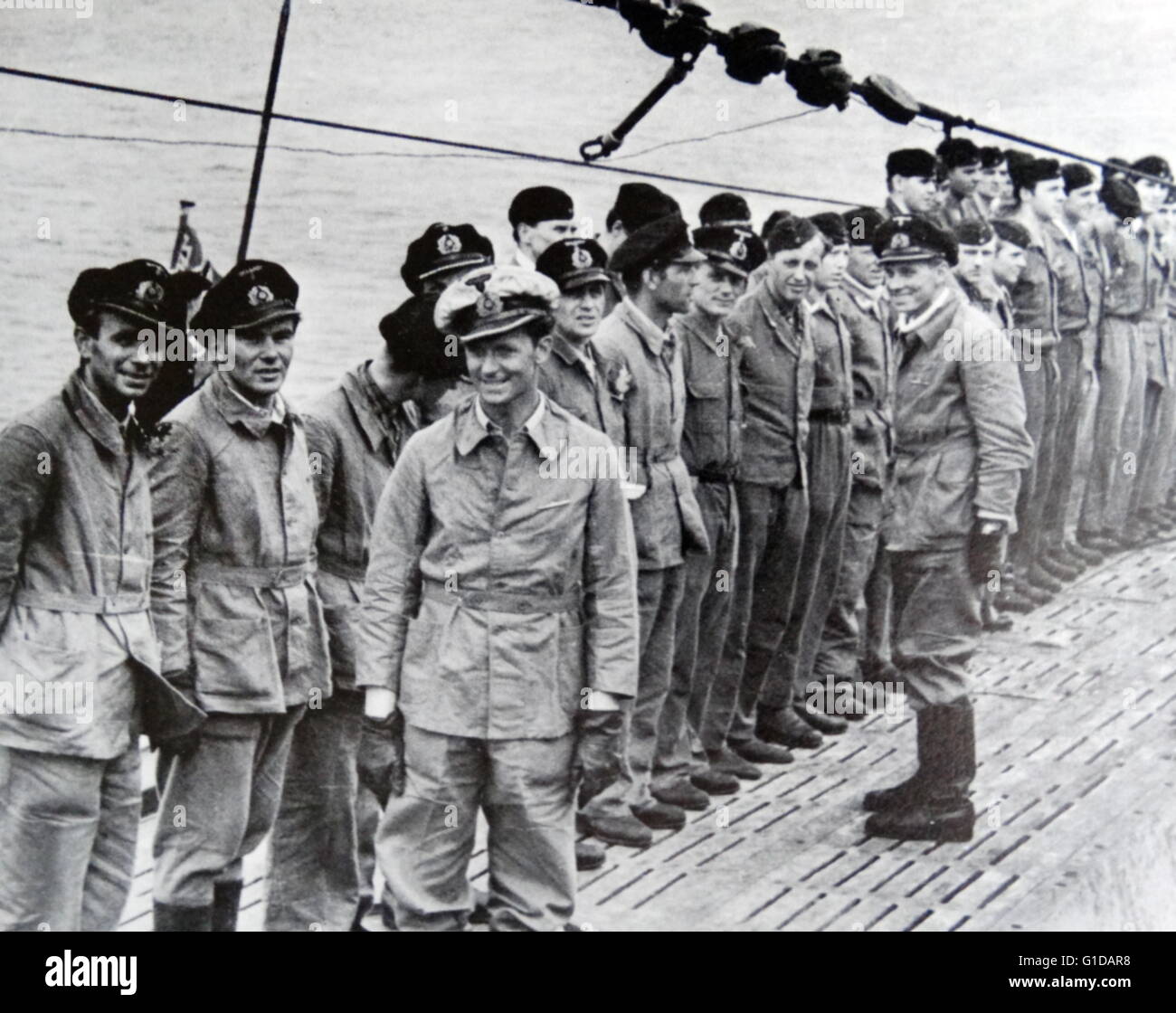 The crew of a U-Boat after the defeat of France. Stock Photo