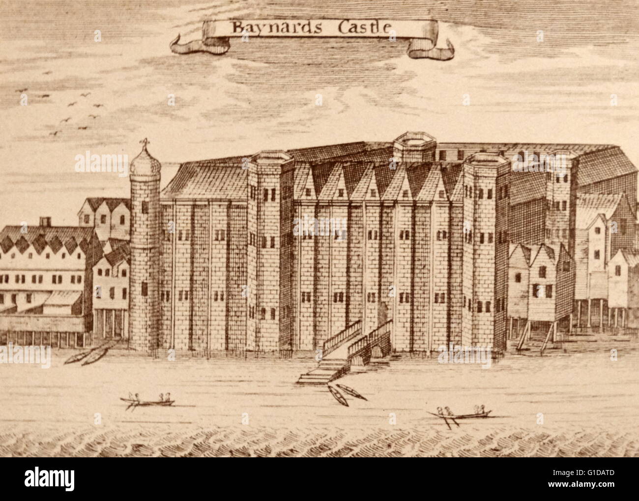 Baynard's Castle which stands on the Thames near Paul's Wharf. This was the London residence of Richard's mother, Cicely Neville. It was often used by Richard in the months leading up to his accession to the throne. Stock Photo