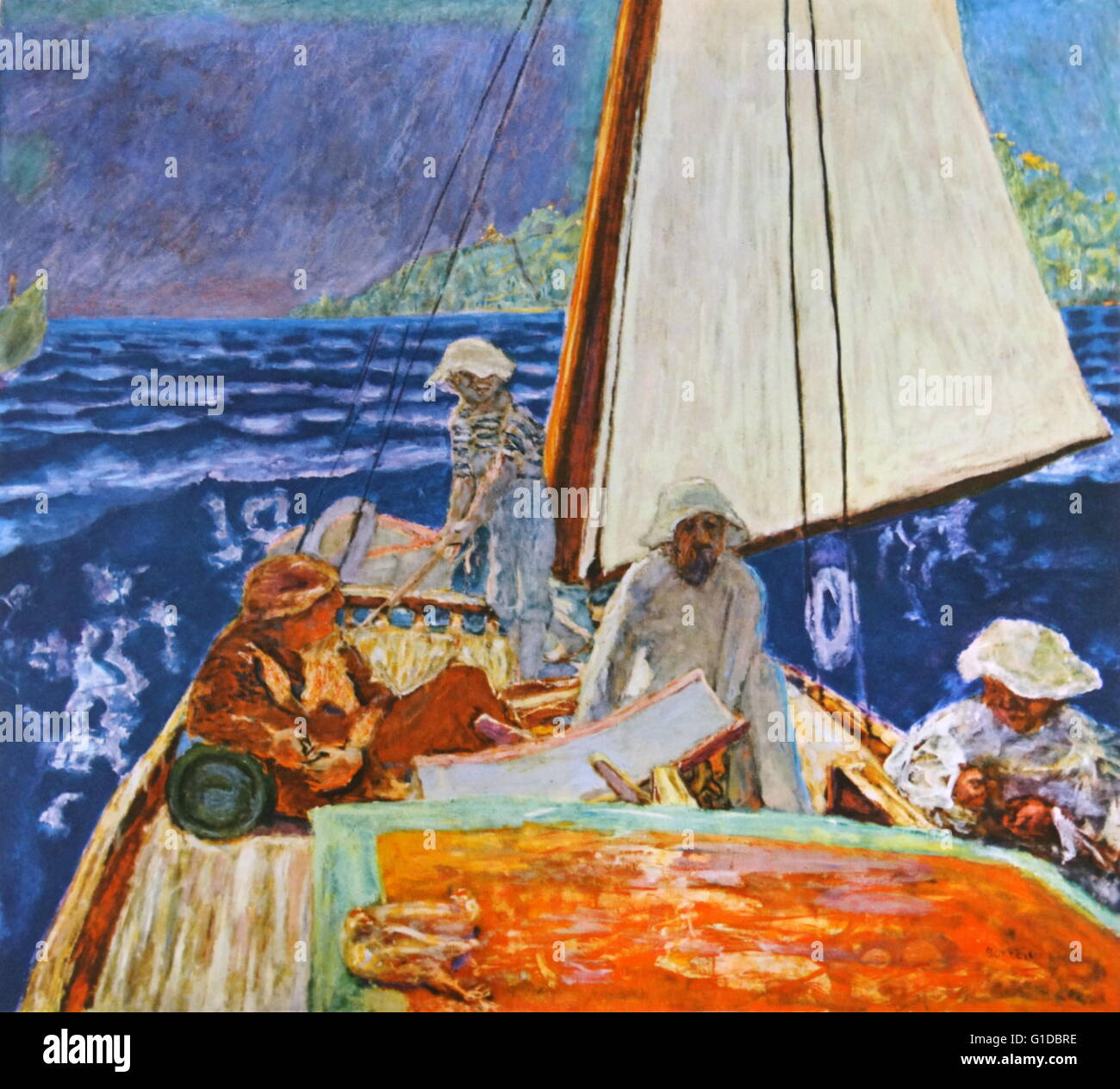 Bonnard, Pierre (French, 1867-1947) - Signac and his Friends Sailing 1926-28. Pierre Bonnard (1867 –1947); French painter and printmaker, as well as a founding member of the Post-Impressionist group of avant-garde painters Les Nabis Stock Photo