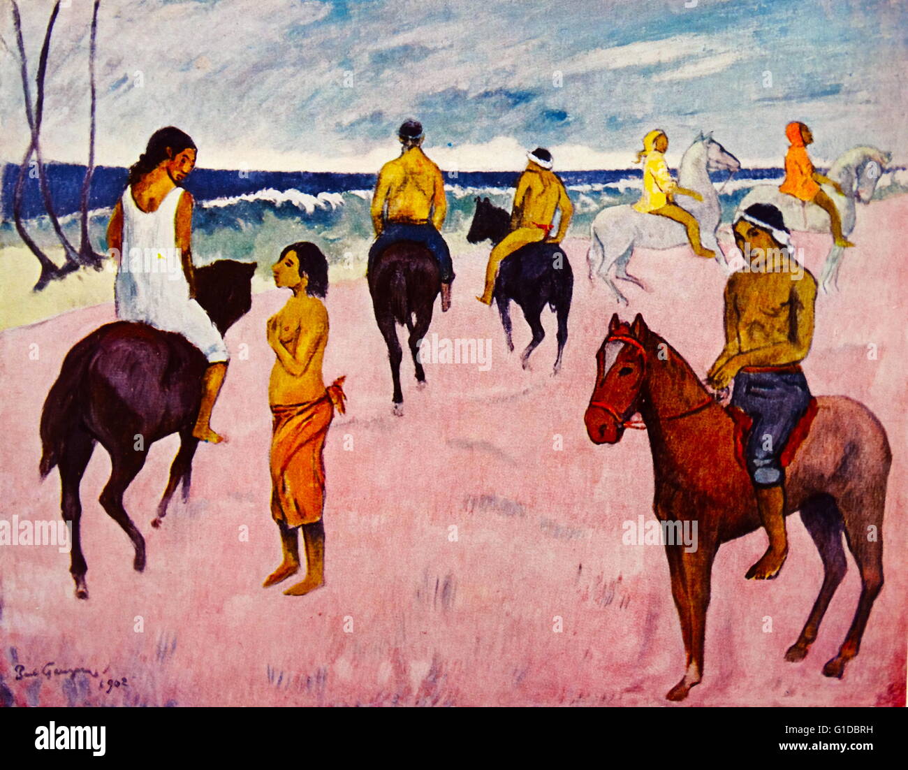 Riders on the Beach (II) 1902; by Paul Gauguin (1848 – 1903) French post-Impressionist Stock Photo