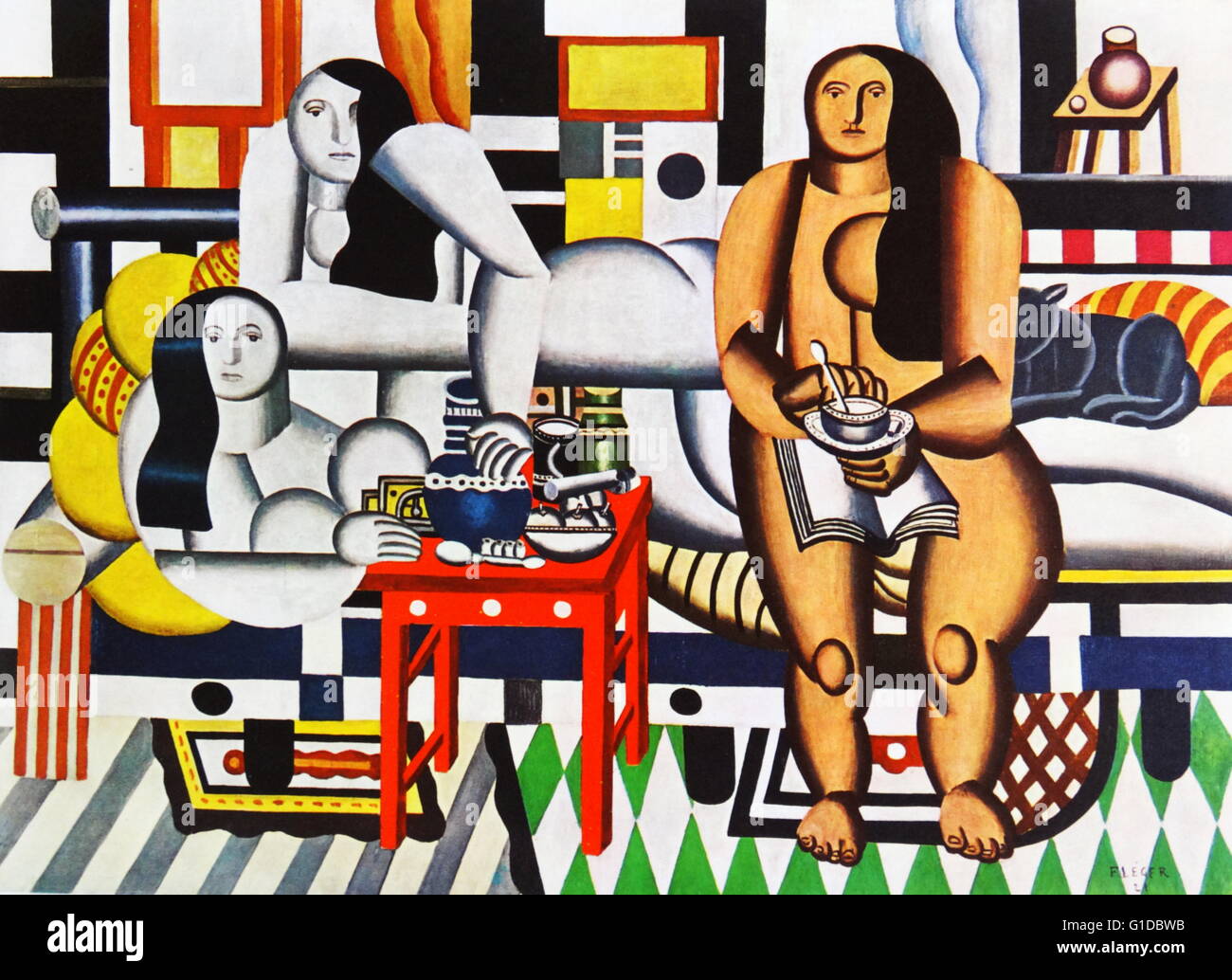 three Women 1921 by Fernand Henri Léger (1881 – 1955). French painter, sculptor, and filmmaker. In his early works he created a personal form of cubism which he gradually modified into a more figurative, populist style Stock Photo