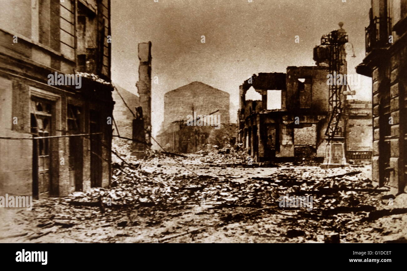 Photographic print of the Bombing of Guernica as part of Operation Rügen. Dated 20th Century Stock Photo