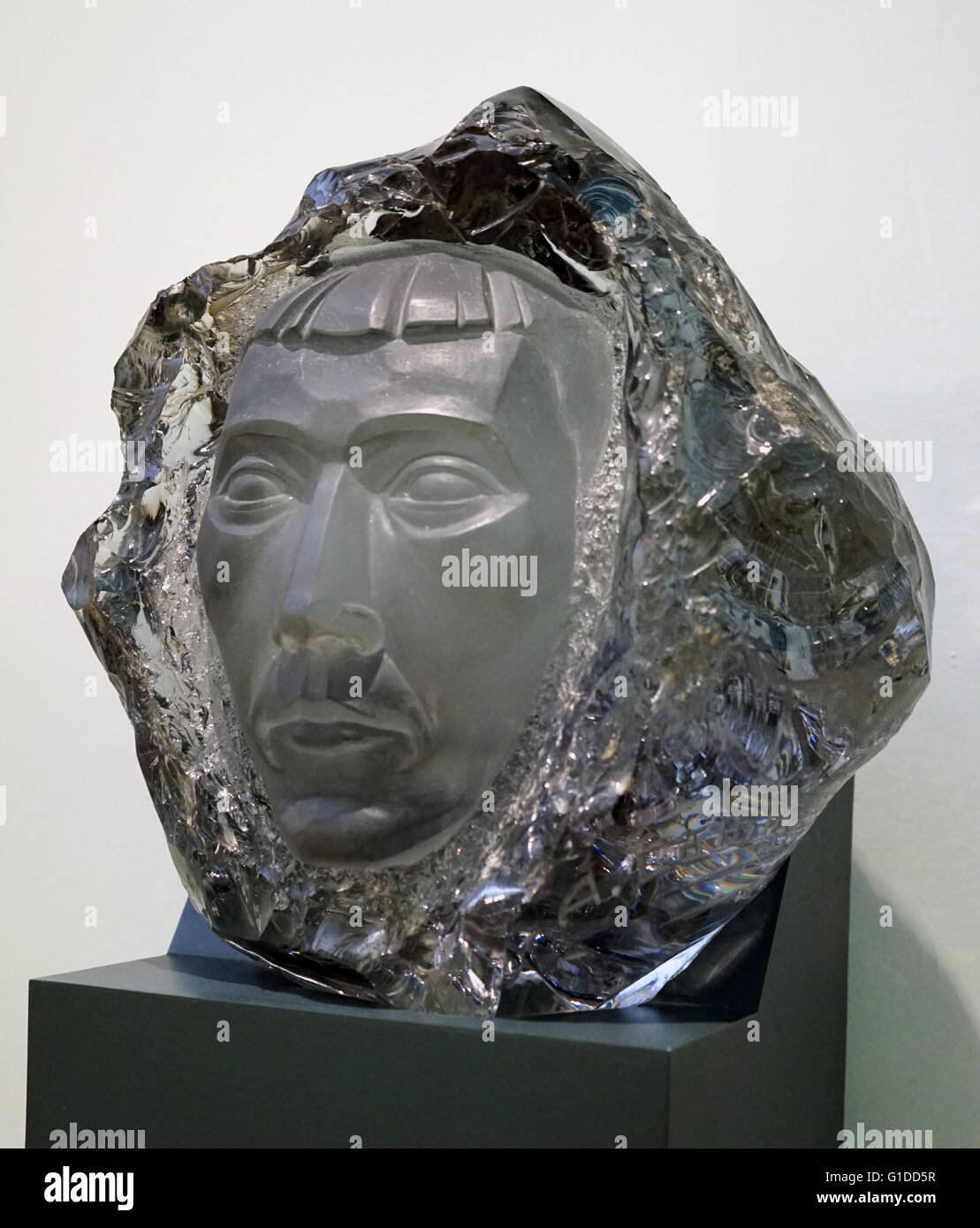Glass head, cut, ground and etched by Aristide-Michel Colotte; about 1930 Stock Photo