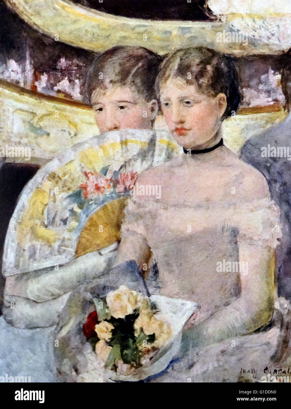 Painting titled 'The Lodge' by Mary Cassatt (1844-1926) n American painter and printmaker. Dated 19th Century Stock Photo